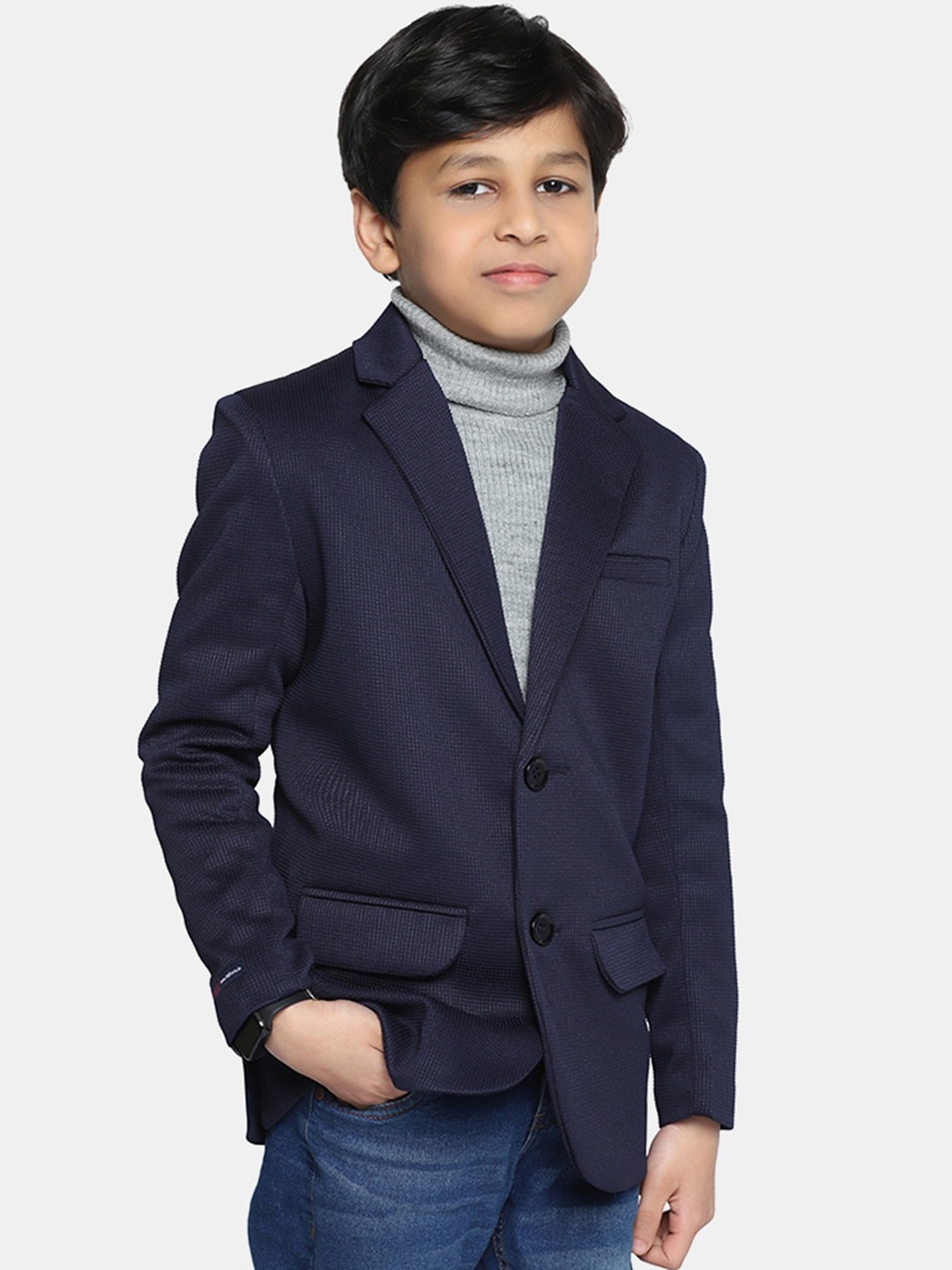 

TAHVO Boys Slim-Fit Single-Breasted Party Cotton Blazers, Blue