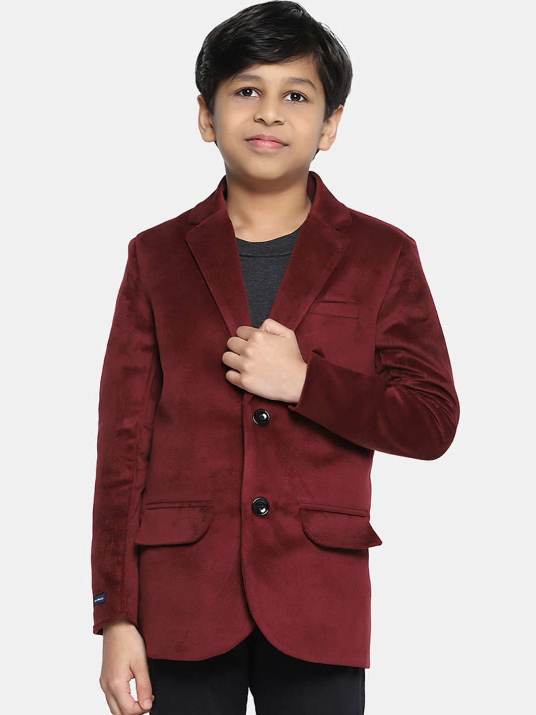 

TAHVO Boys Slim Fit Velvet Single-Breasted Casual Blazer, Maroon