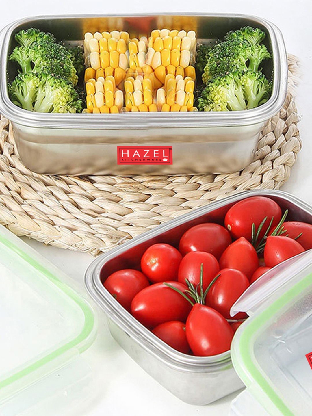 

HAZEL 2 Pcs Stainless Steel Leakproof Lunch Container With Airtight Lid - 550 ml+850 ml