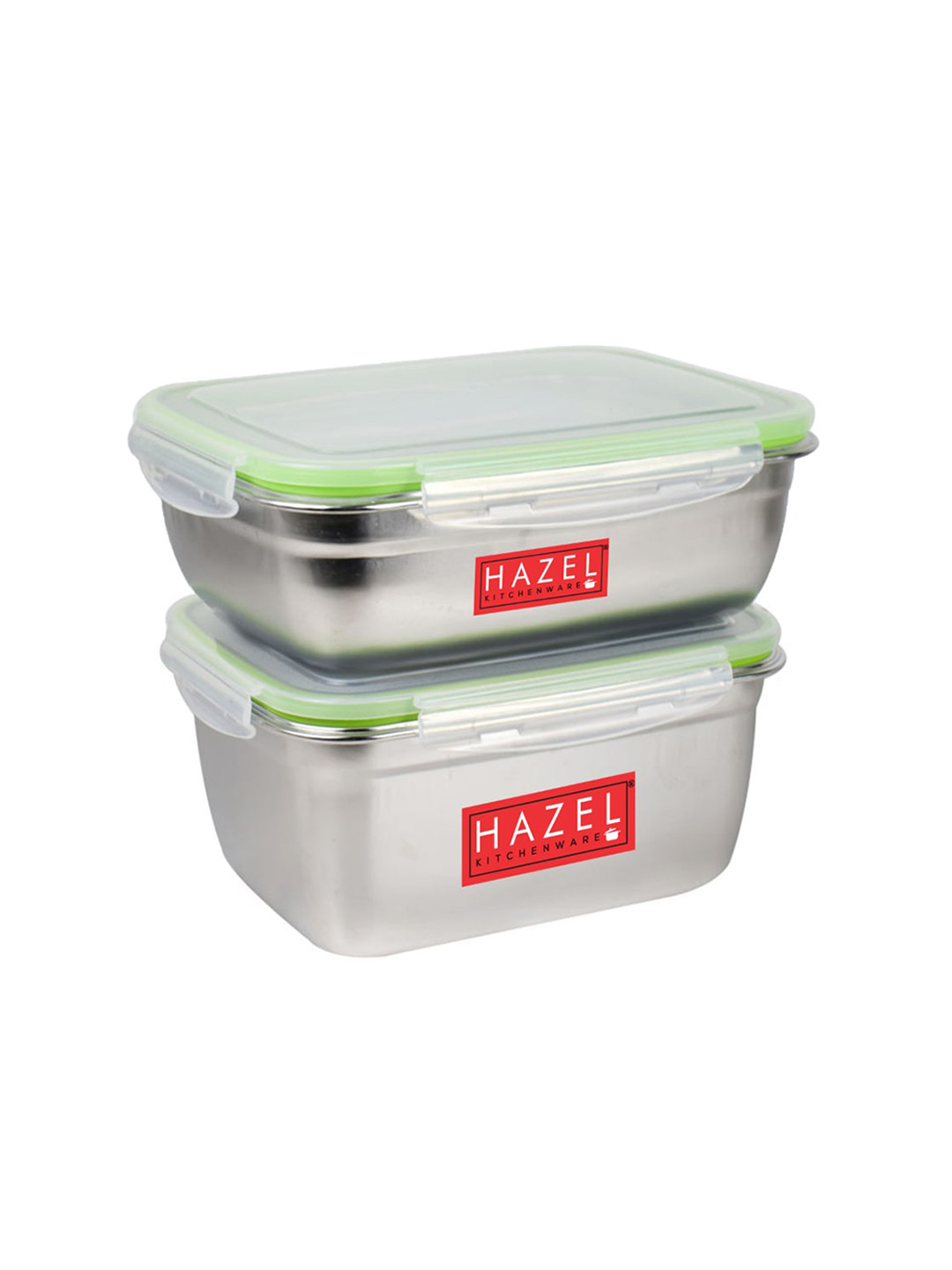 

HAZEL 2 Pcs Stainless Steel Airtight Leakproof Container With Lid - 2.8 L+3.5 L
