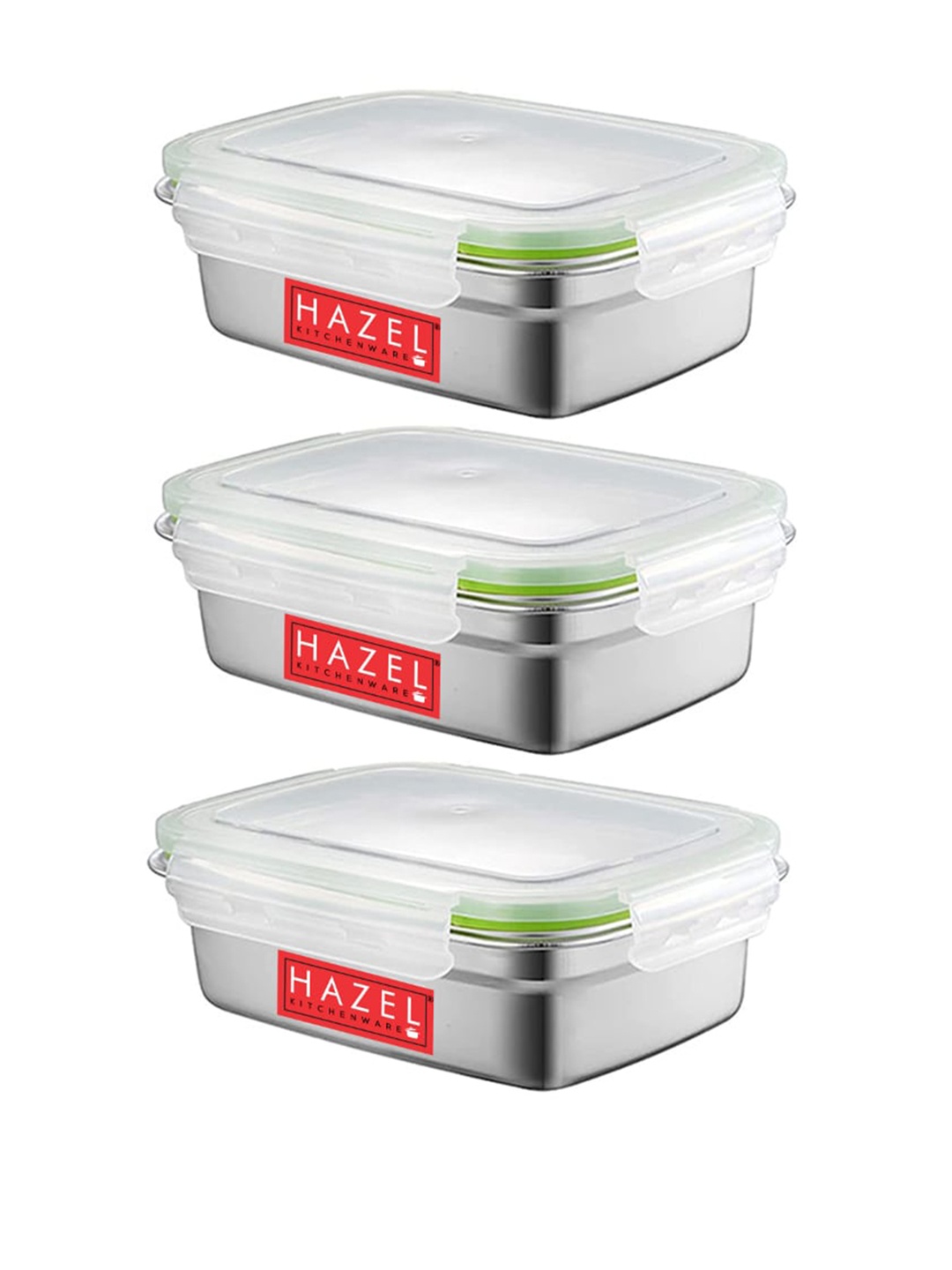 

HAZEL Green & Transparent Stainless Steel Airtight Container With Lid- 1.8 L