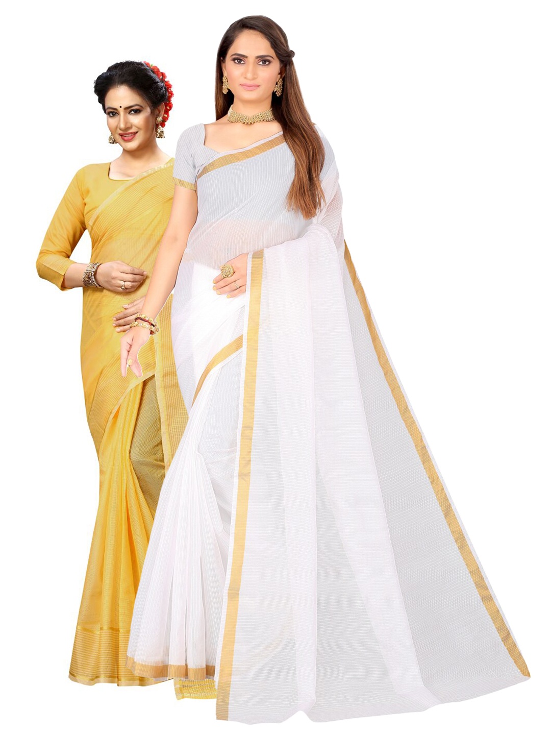 

SAADHVI Selection of 2 Ilkal Saree, White