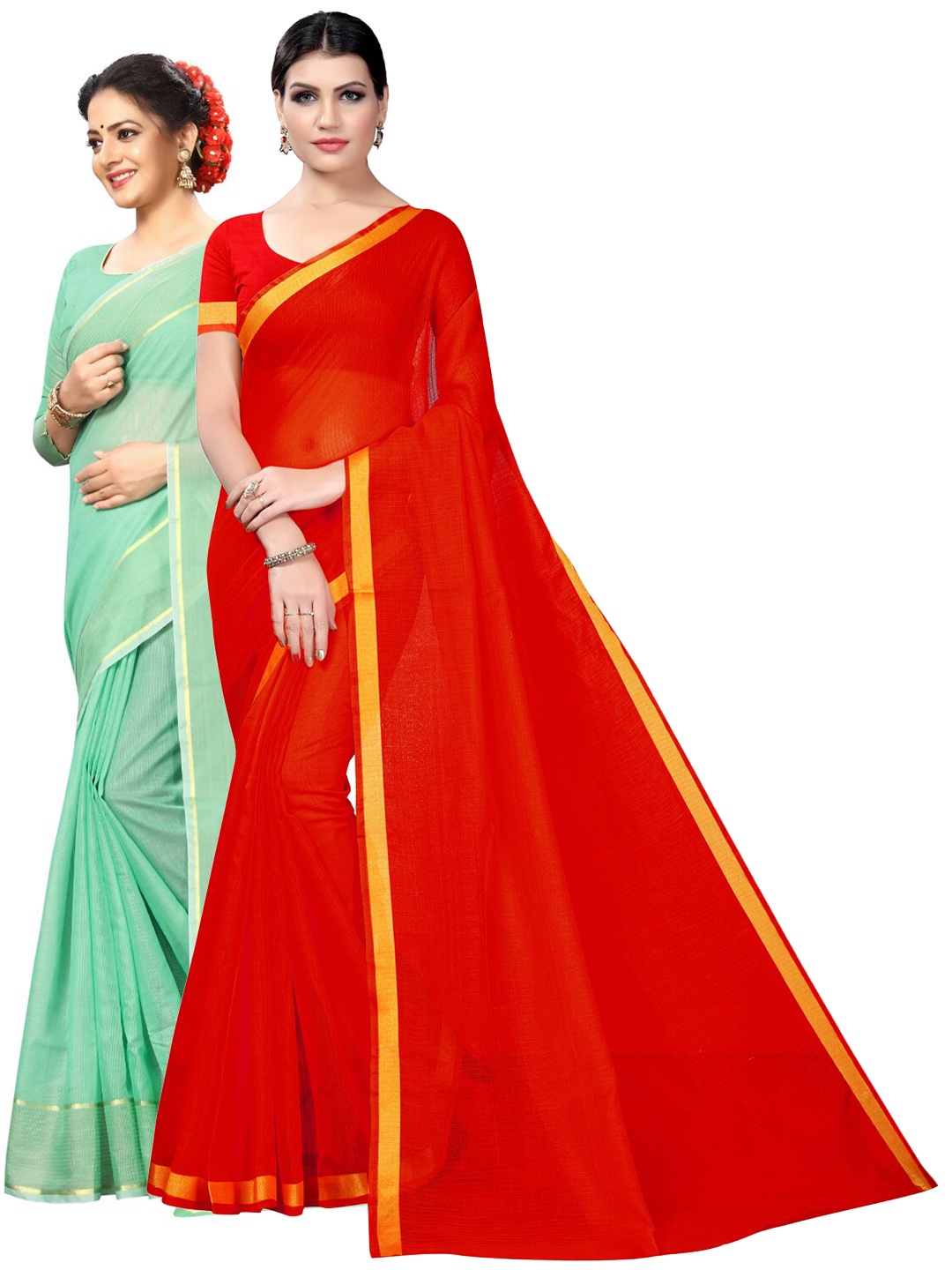 

SAADHVI Selection of 2 Ilkal Saree, Red