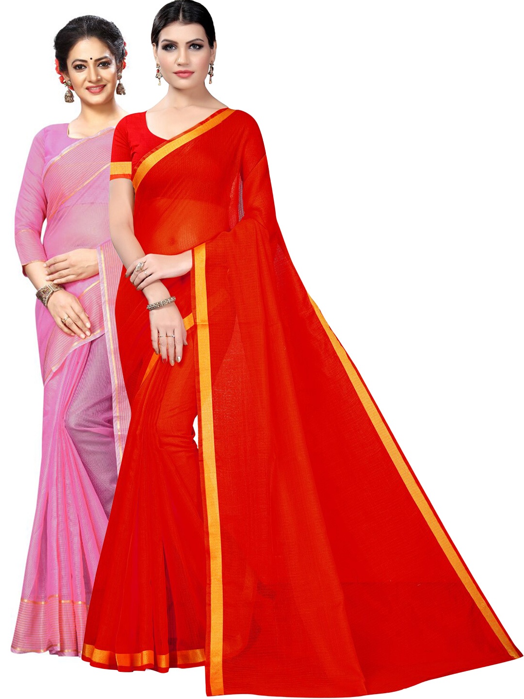 

SAADHVI Selection of 2 Ilkal Saree, Red