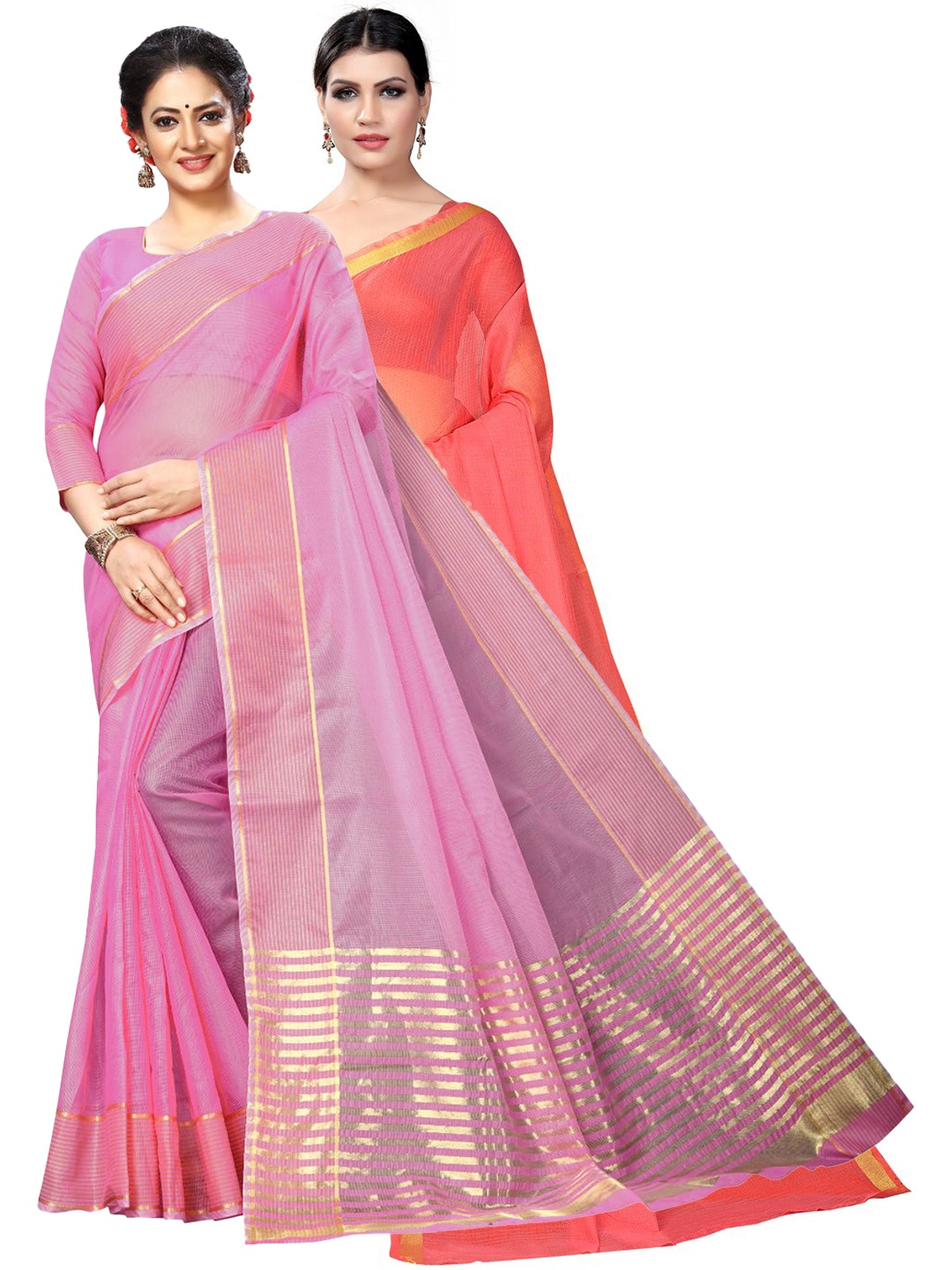 

SAADHVI Selection of 2 Ilkal Saree, Peach