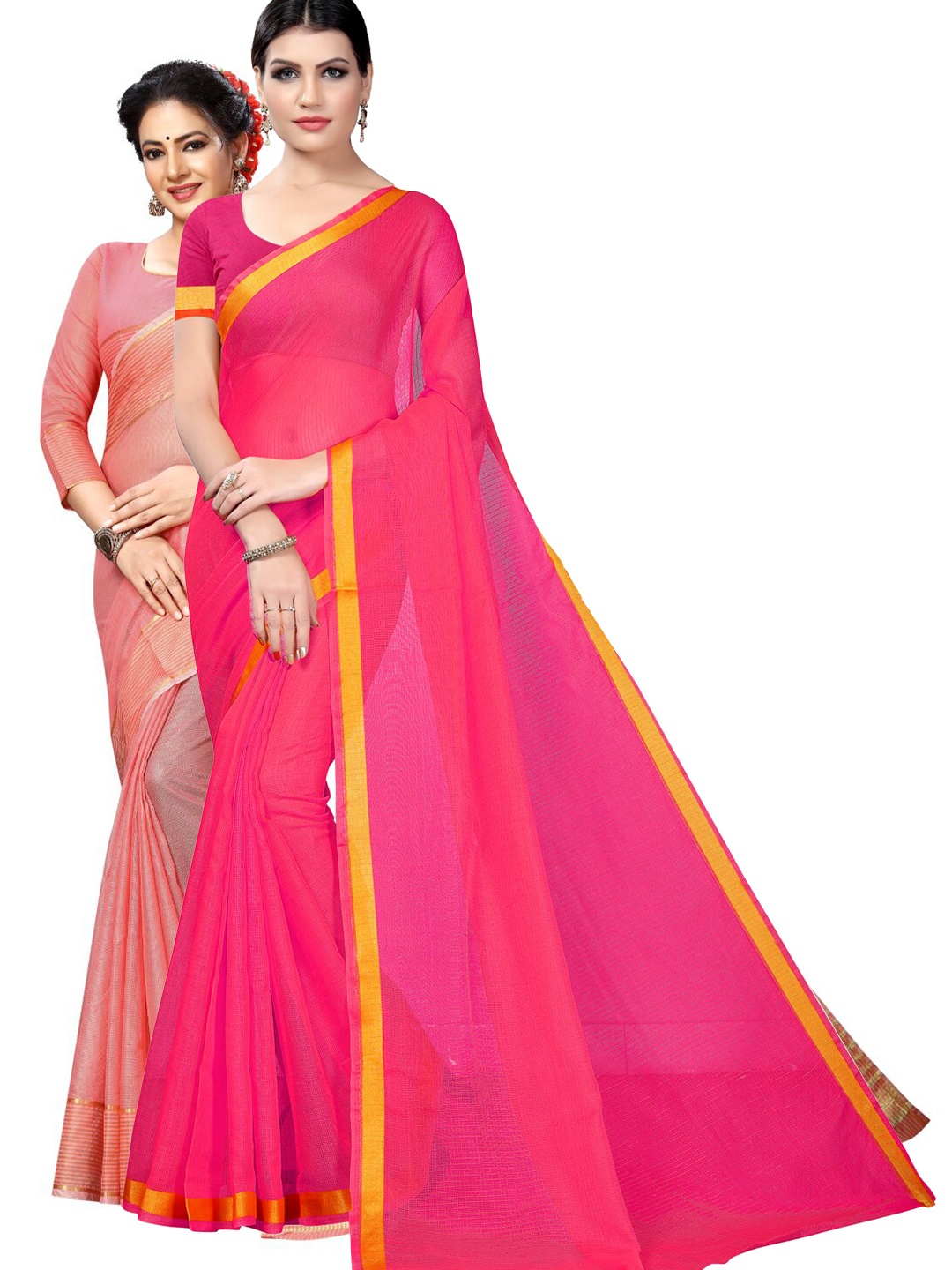 

SAADHVI Selection Of 2 Zari Ilkal Saree, Pink