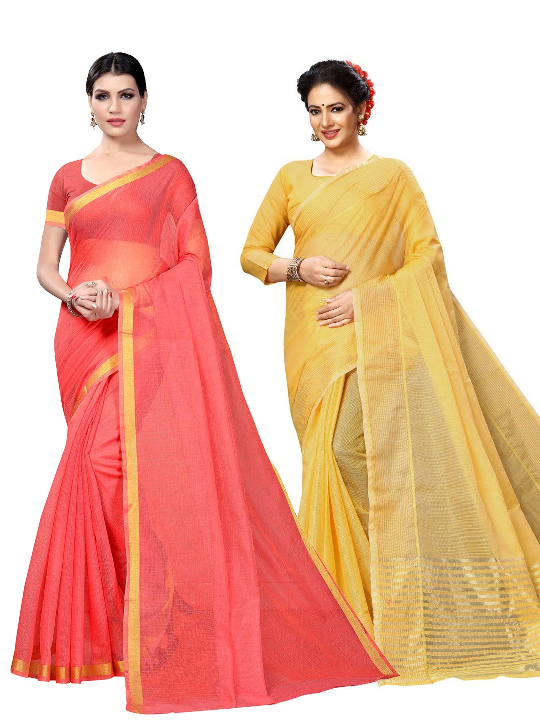 

SAADHVI Selection Of 2 Zari Ilkal Saree, Peach