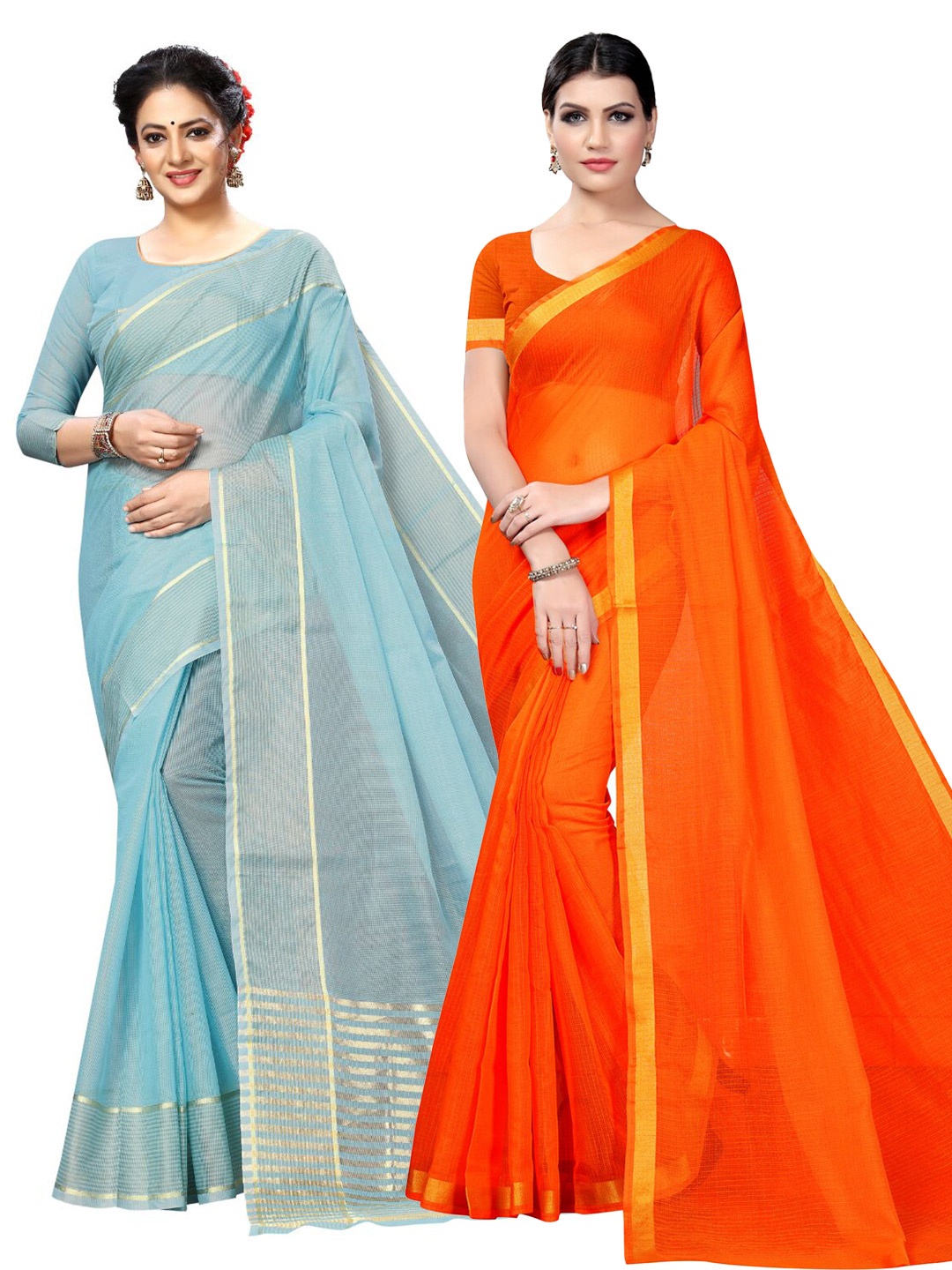 

SAADHVI Selection Of 2 Zari Ilkal Saree, Orange