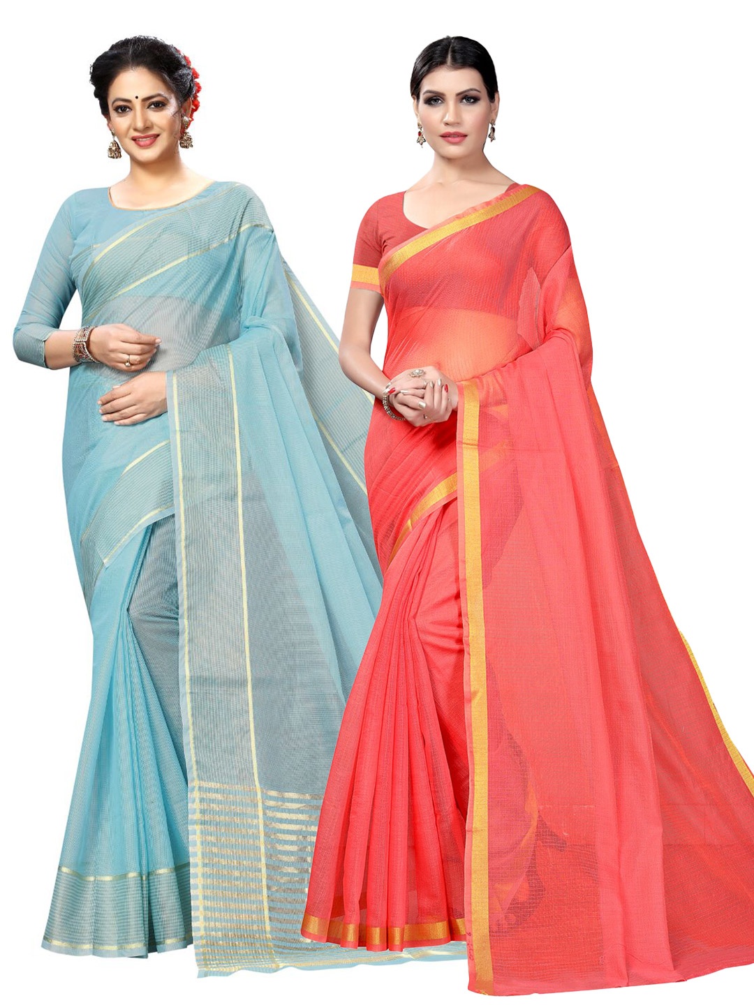 

SAADHVI Selection Of 2 Zari Ilkal Saree, Peach