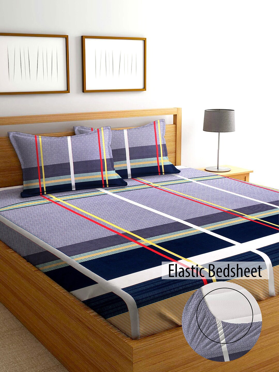

AEROHAVEN Grey & Black Geometric 210 TC King Bedsheet with 2 Pillow Covers