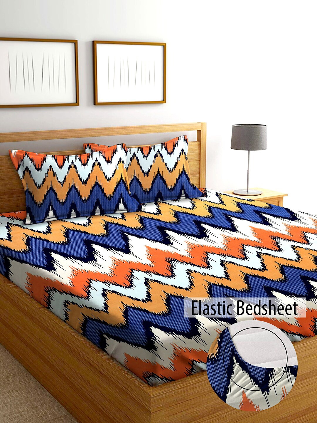 

AEROHAVEN Blue & White 210 TC King Bedsheet with 2 Pillow Covers