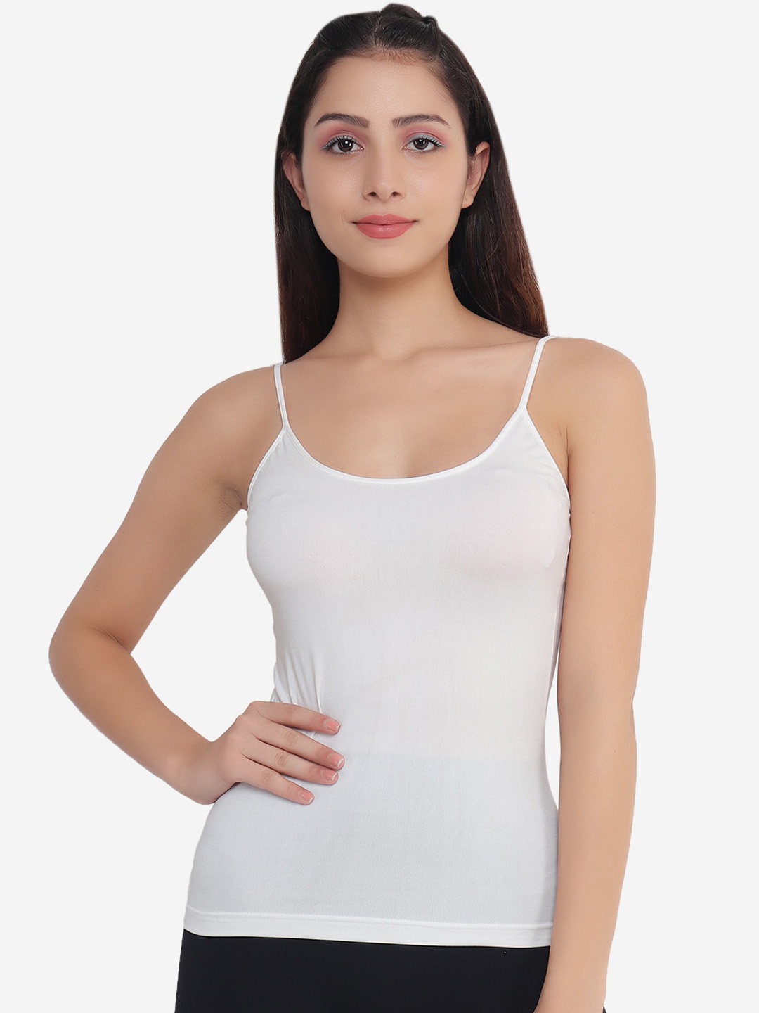 

Beau Design Cotton Scoop Neck Camisole, White