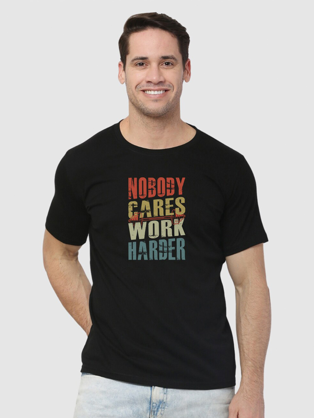 

The Label Bar Men Typography Printed Cotton T-shirt, Black