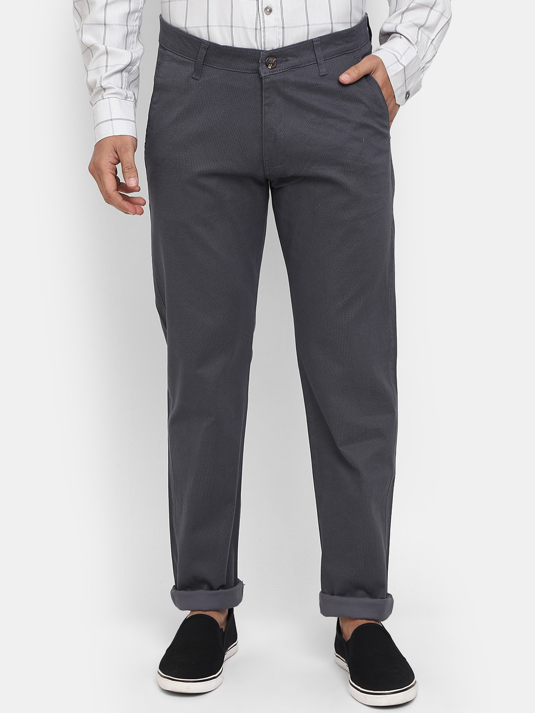 

V-Mart Men Classic Slim Fit Chinos Trousers, Blue