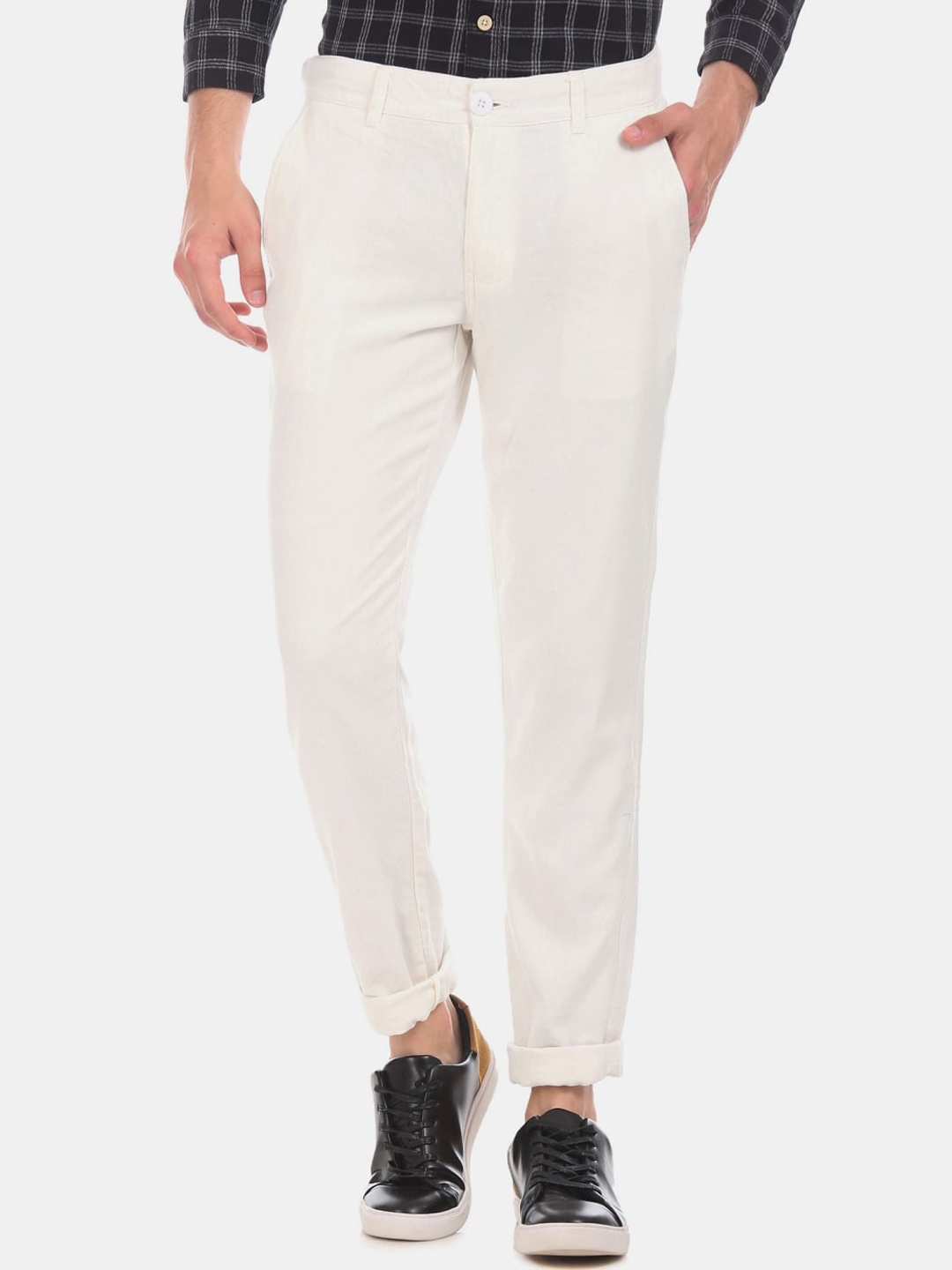 

V-Mart Men Classic Chinos Cotton Trousers, White