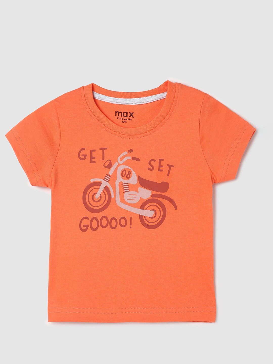 

max Boys Graphic Printed Pure Cotton T-shirt, Orange
