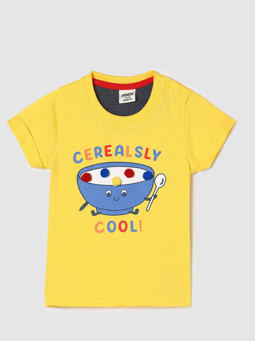 

max Boys Printed Pure Cotton T-shirt, Yellow