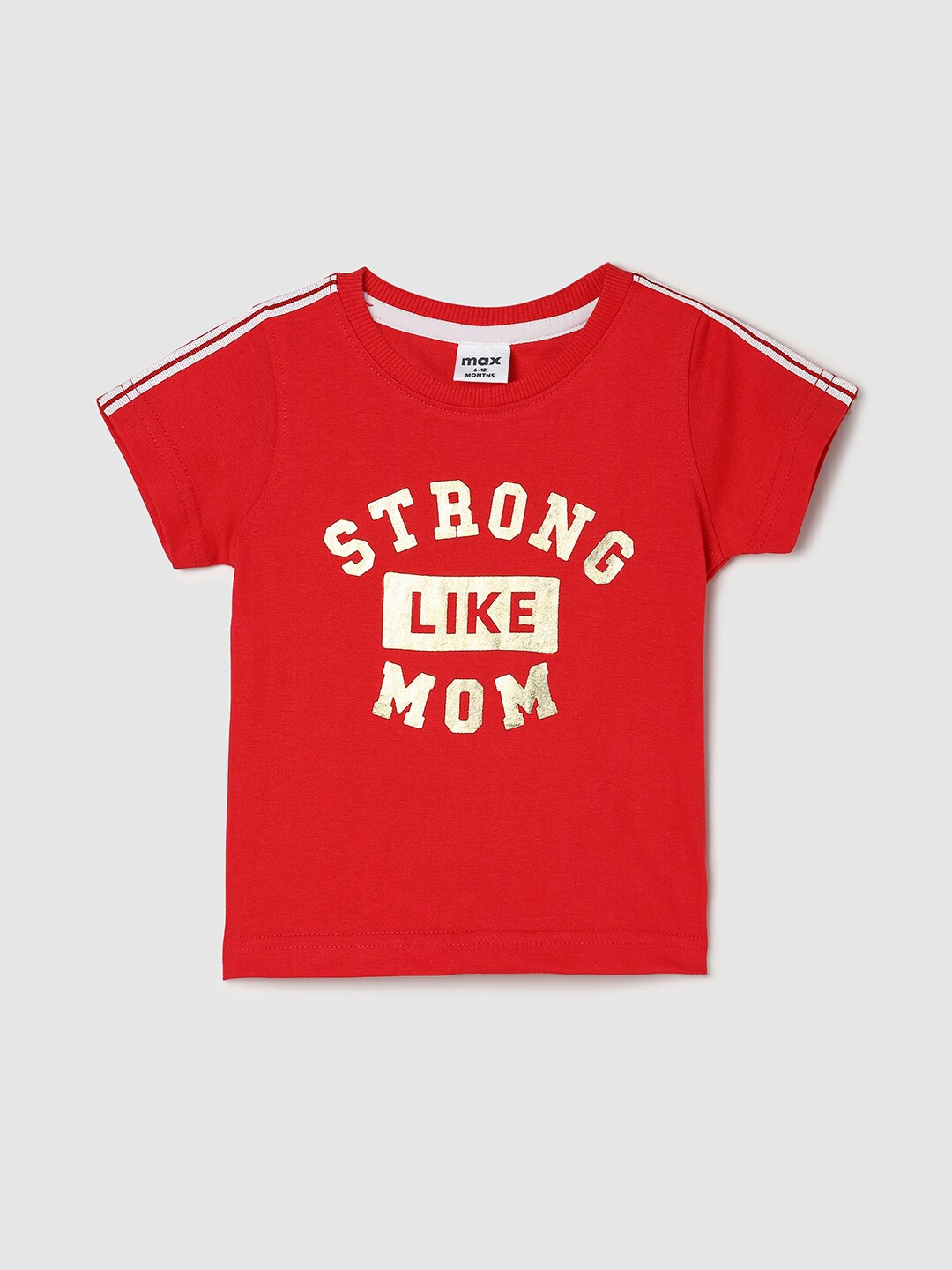 

max Boys Typography Printed Pure Cotton T-shirt, Red