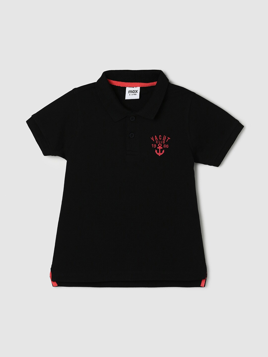 

max Boys Polo Collar Regular Fit T-shirt, Black