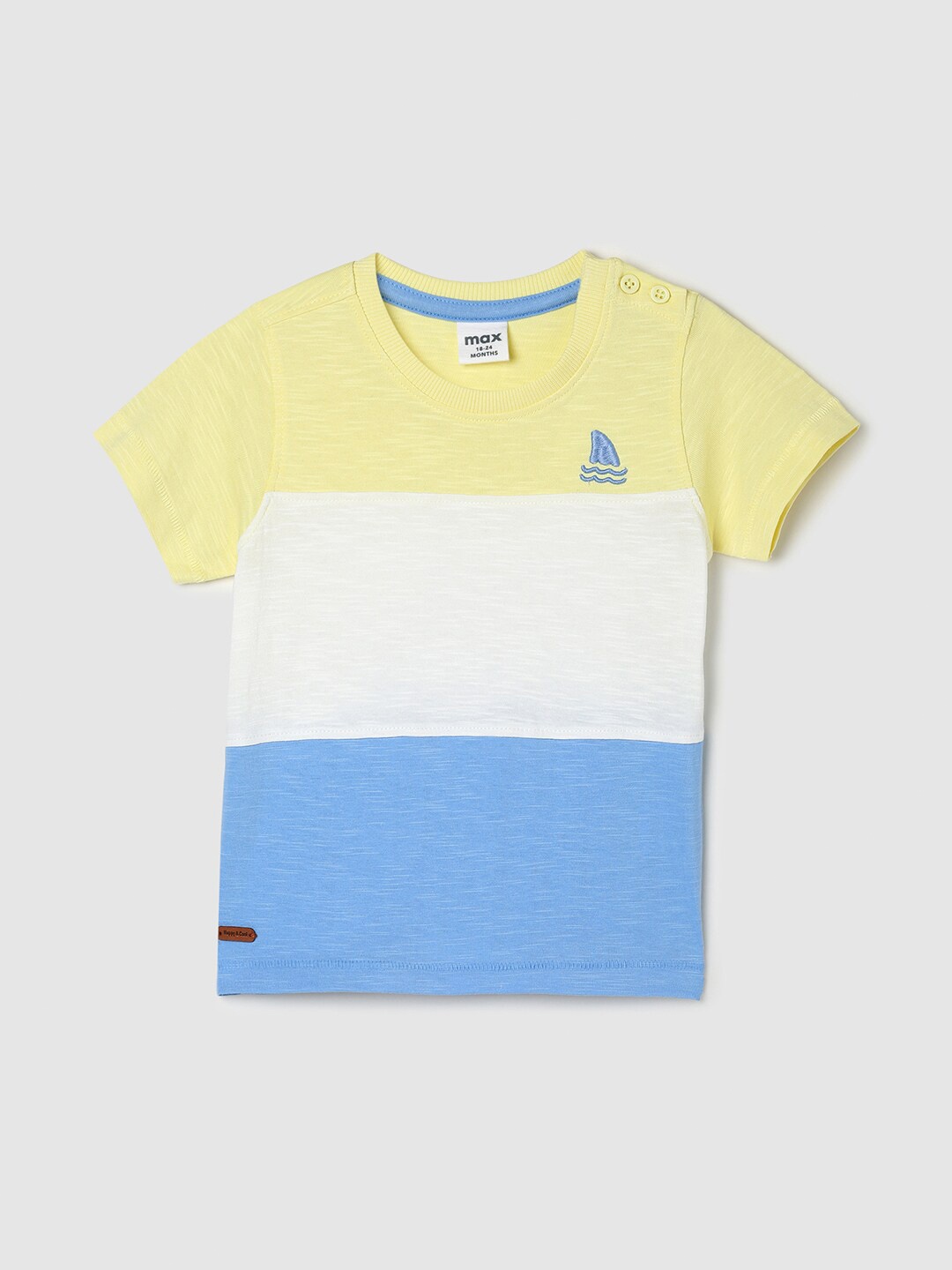

max Boys Colourblocked Round Neck Pure Cotton T-shirt, Yellow
