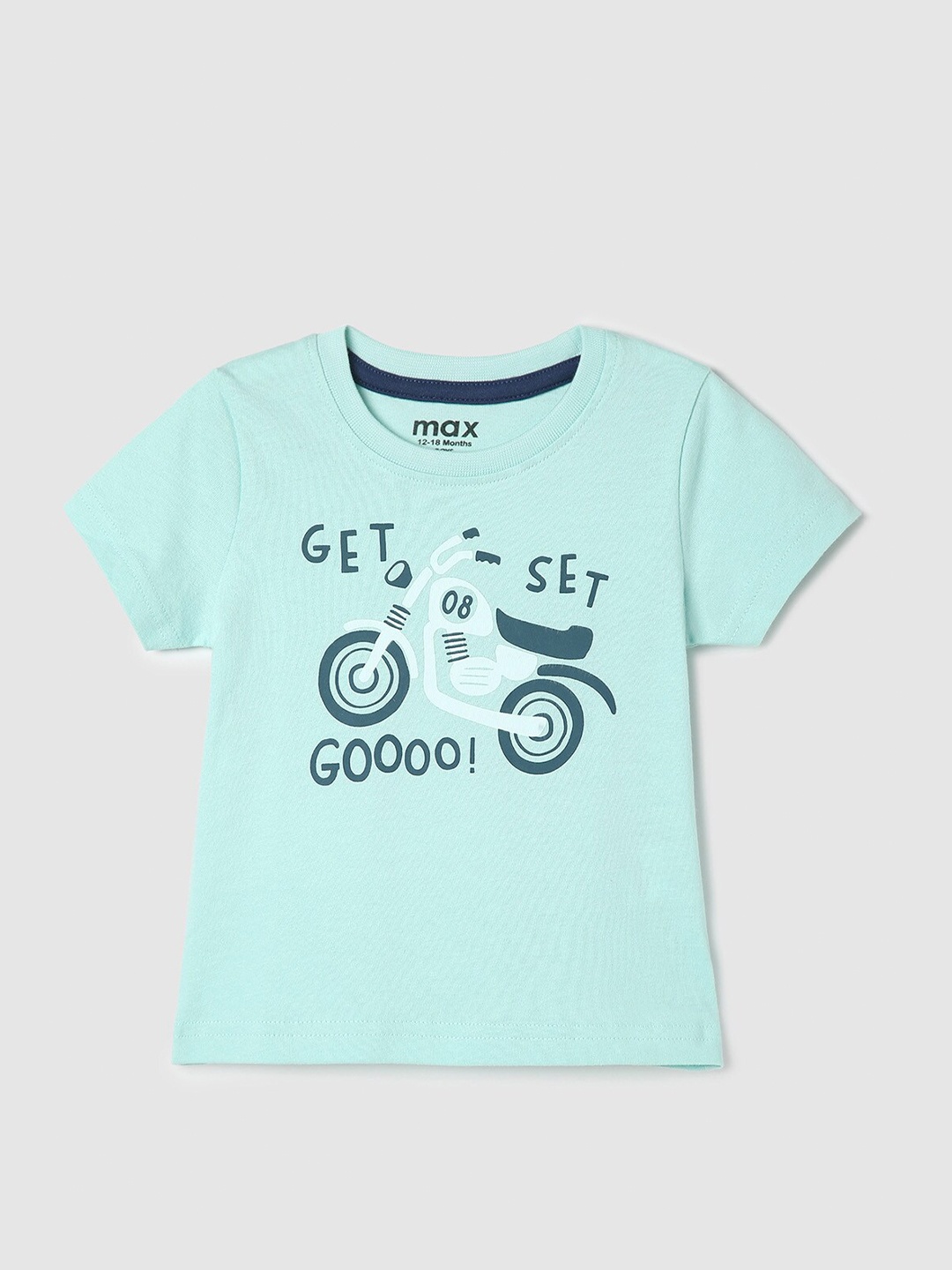 

max Boys Printed Pure Cotton T-shirt, Green