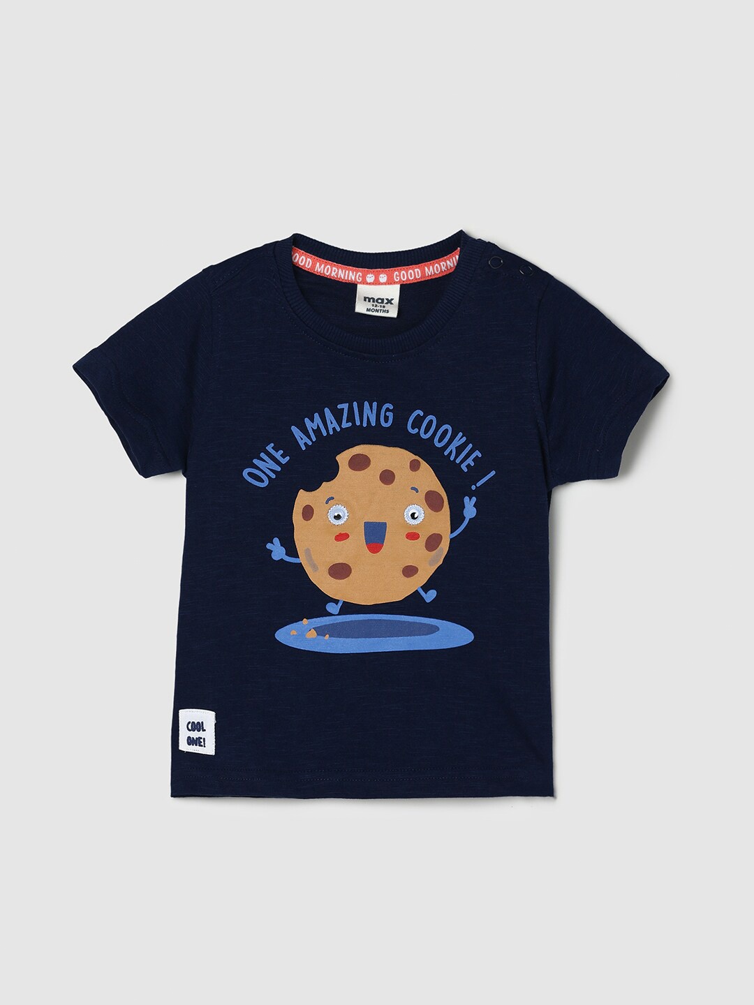 

max Boys Graphic Printed Cotton T-shirt, Blue
