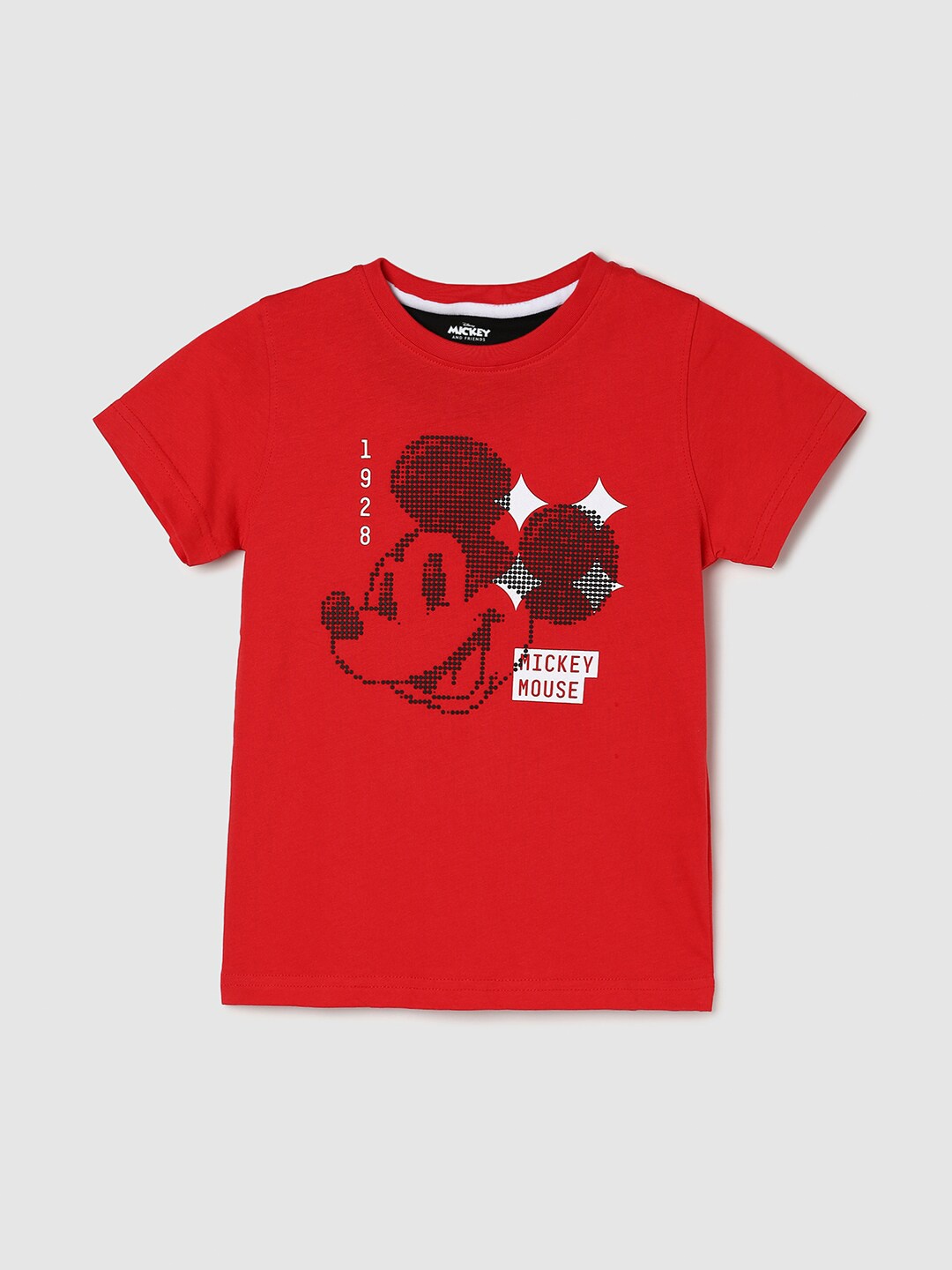 

max Boys Mickey Mouse Printed Pure Cotton T-shirt, Red