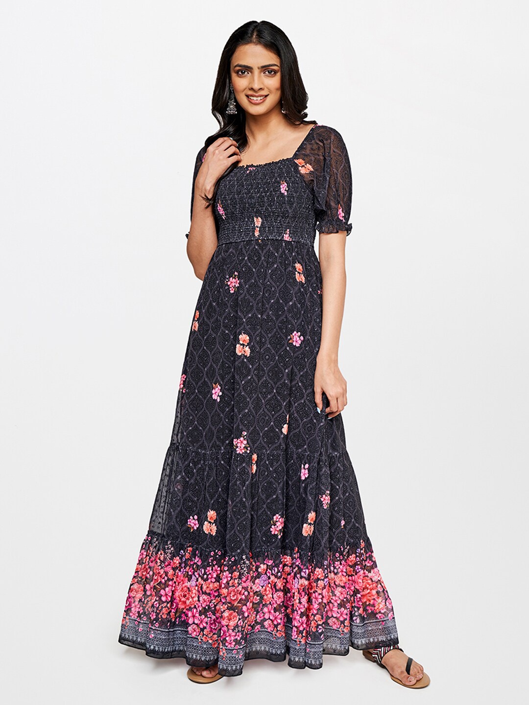 

Global Desi Floral Maxi Dress, Charcoal