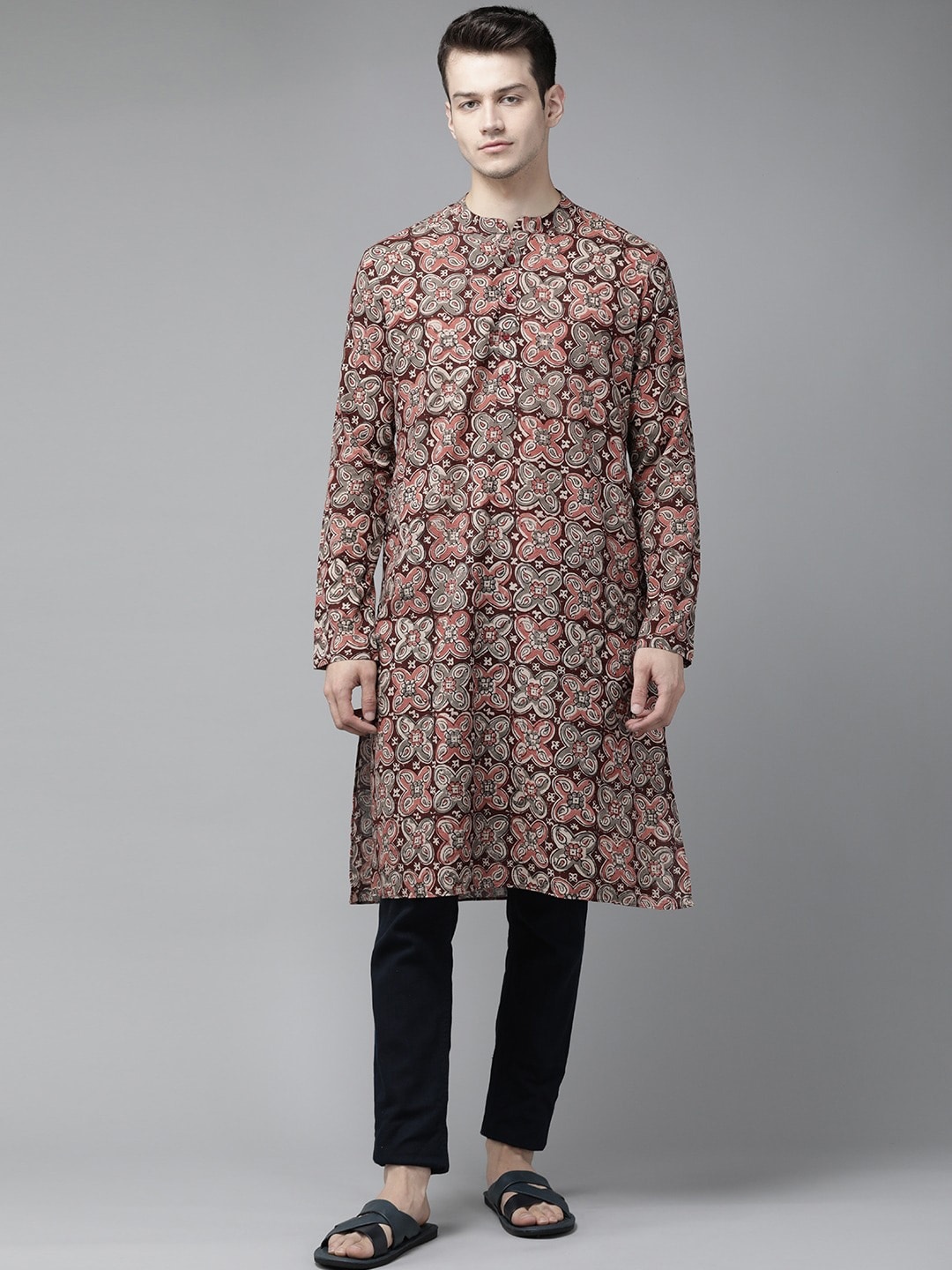 

See Designs Men Ethnic Motif Printed Cotton Kurta, Maroon