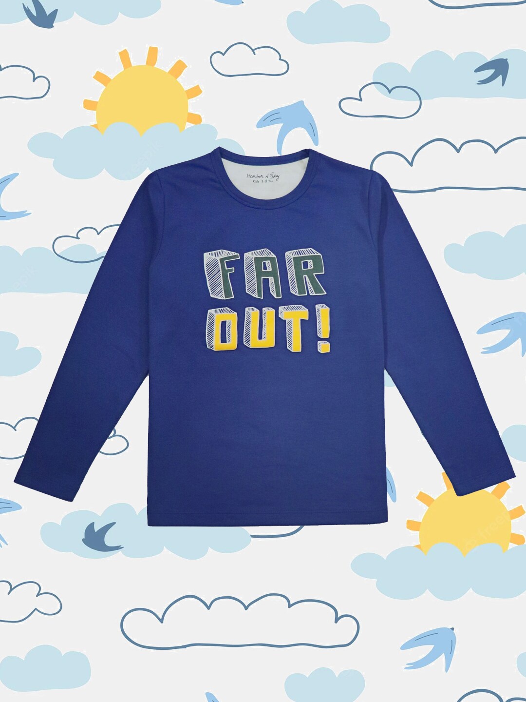 

HARBOR N BAY Kids Typography Printed Cotton T-shirt, Blue