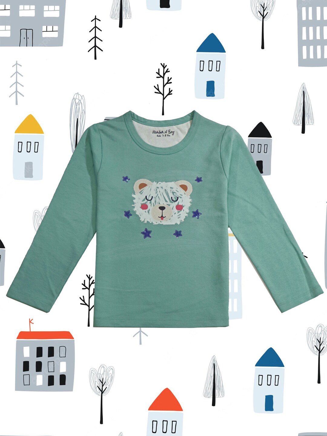 

HARBOR N BAY Kids Printed Cotton T-shirt, Sea green