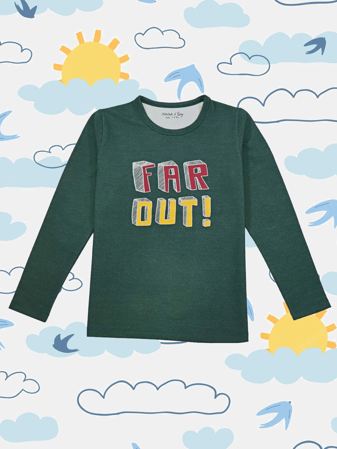 

HARBOR N BAY Kids Typography Printed Cotton T-shirt, Green