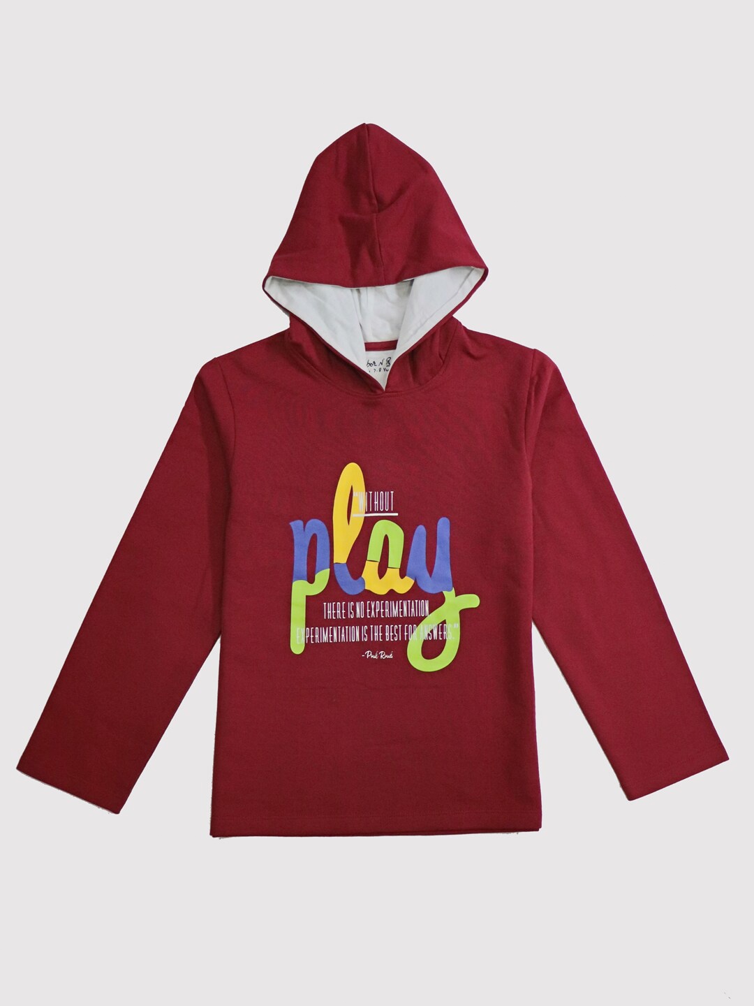 

HARBOR N BAY Kids Typography Printed Hooded Cotton T-shirt, Maroon