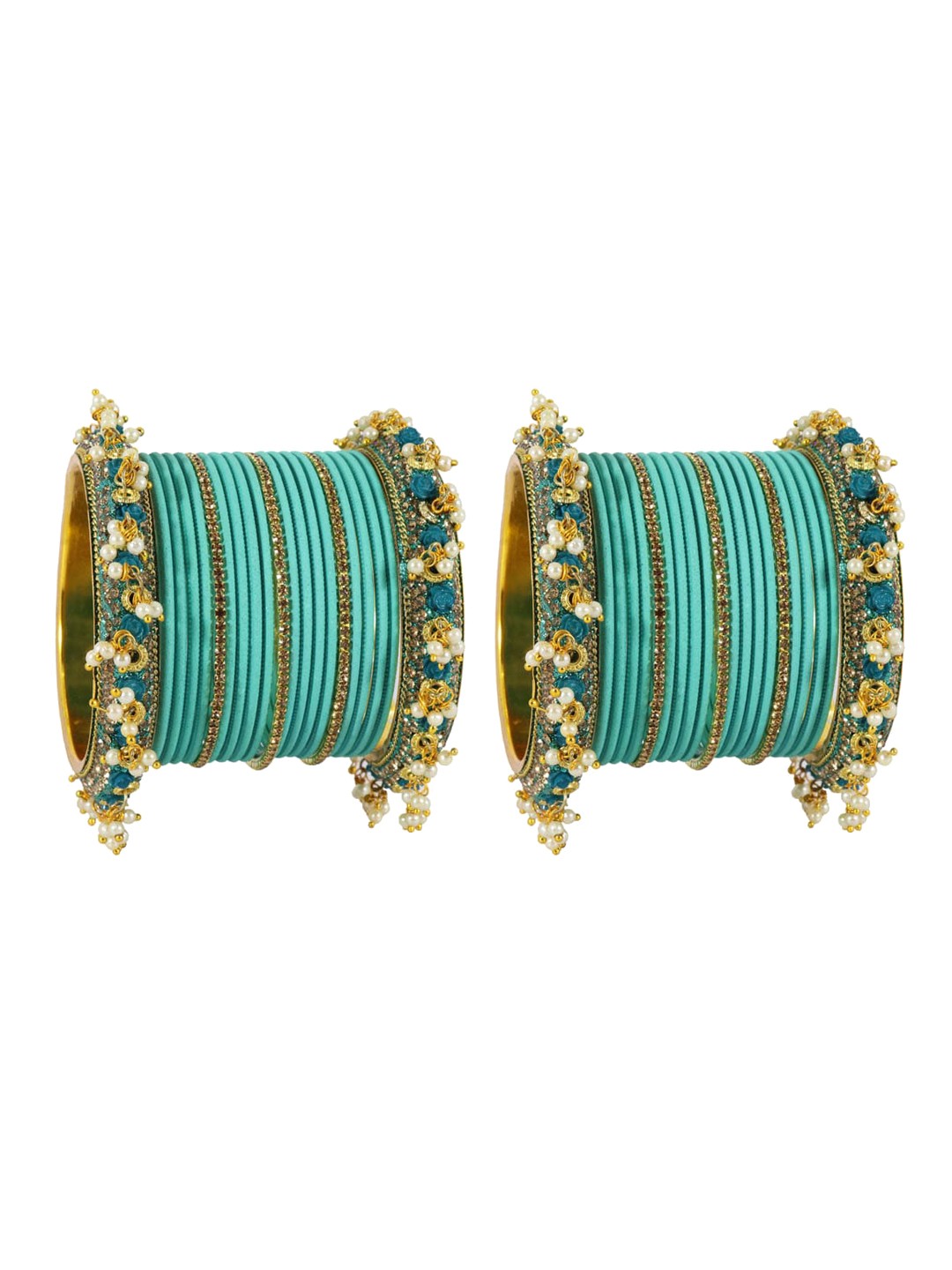 

NMII Set Of 42 Cubic Zirconia-Studded Bangles, Blue