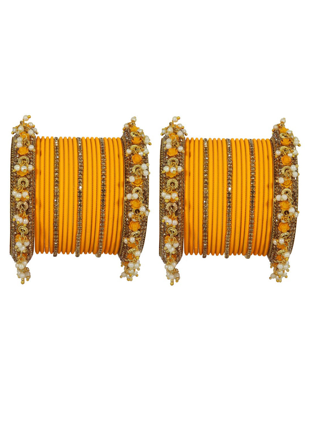 

NMII Set Of 42 Gold-Plated Cubic Zirconia-Studded Bangles, Yellow