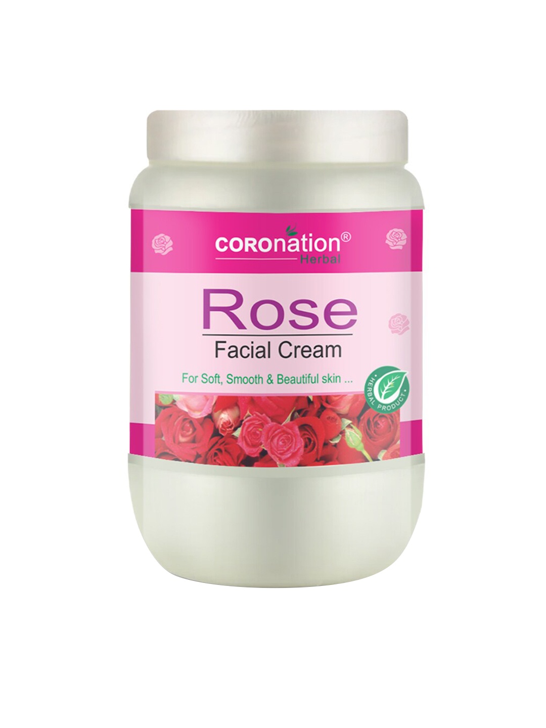 COROnation Herbal Rose Facial Cream with Glycerin & Wheat Germ Oil - 750 ml, Pink