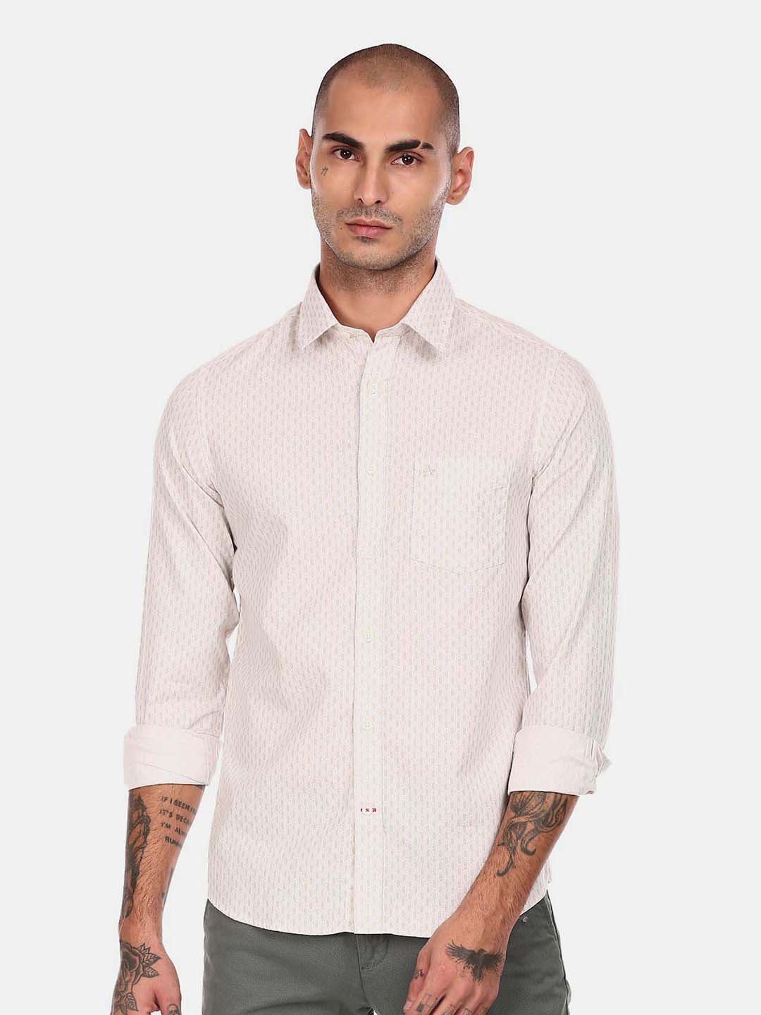 

Arrow Sport Men Slim Fit Printed Casual Pure Cotton Shirt, Beige