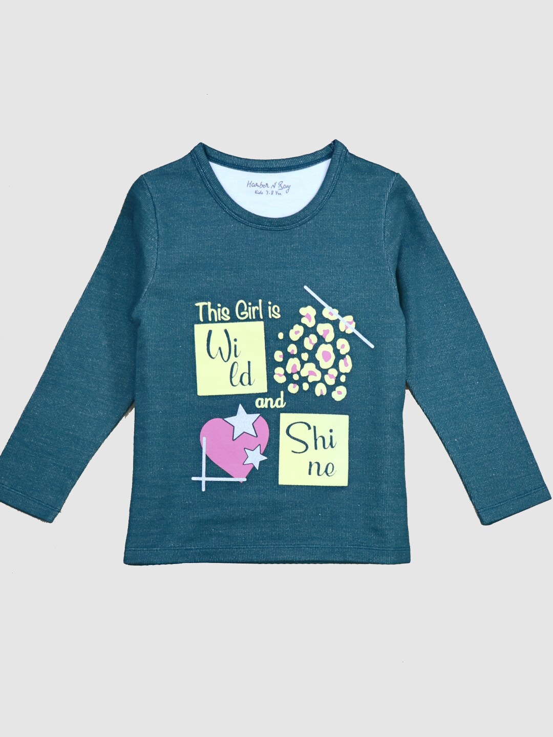

HARBOR N BAY Kids Printed Round Neck Cotton T-shirt, Teal