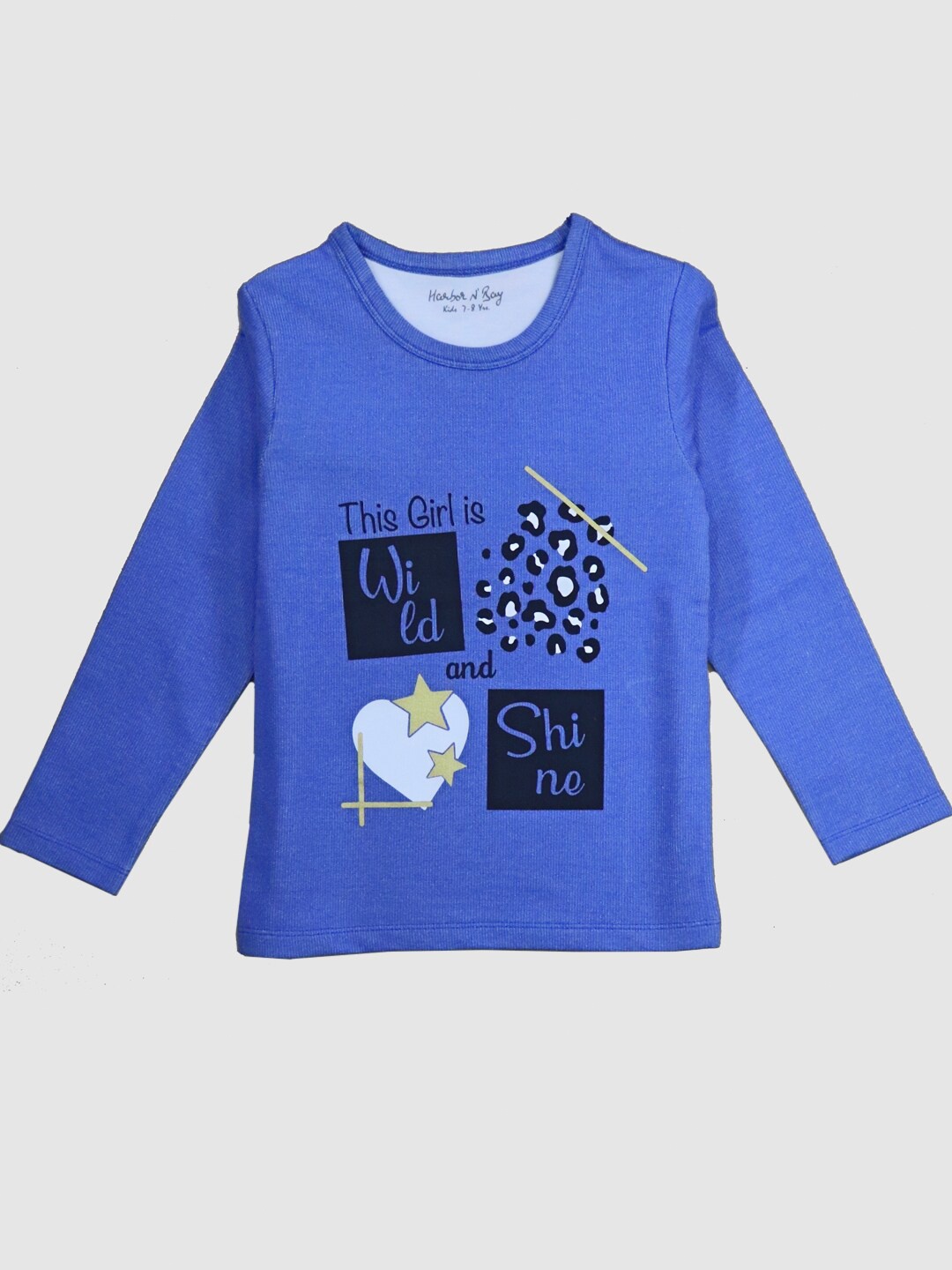 HARBOR N BAY Kids Printed Round Neck Cotton T-shirt, Blue