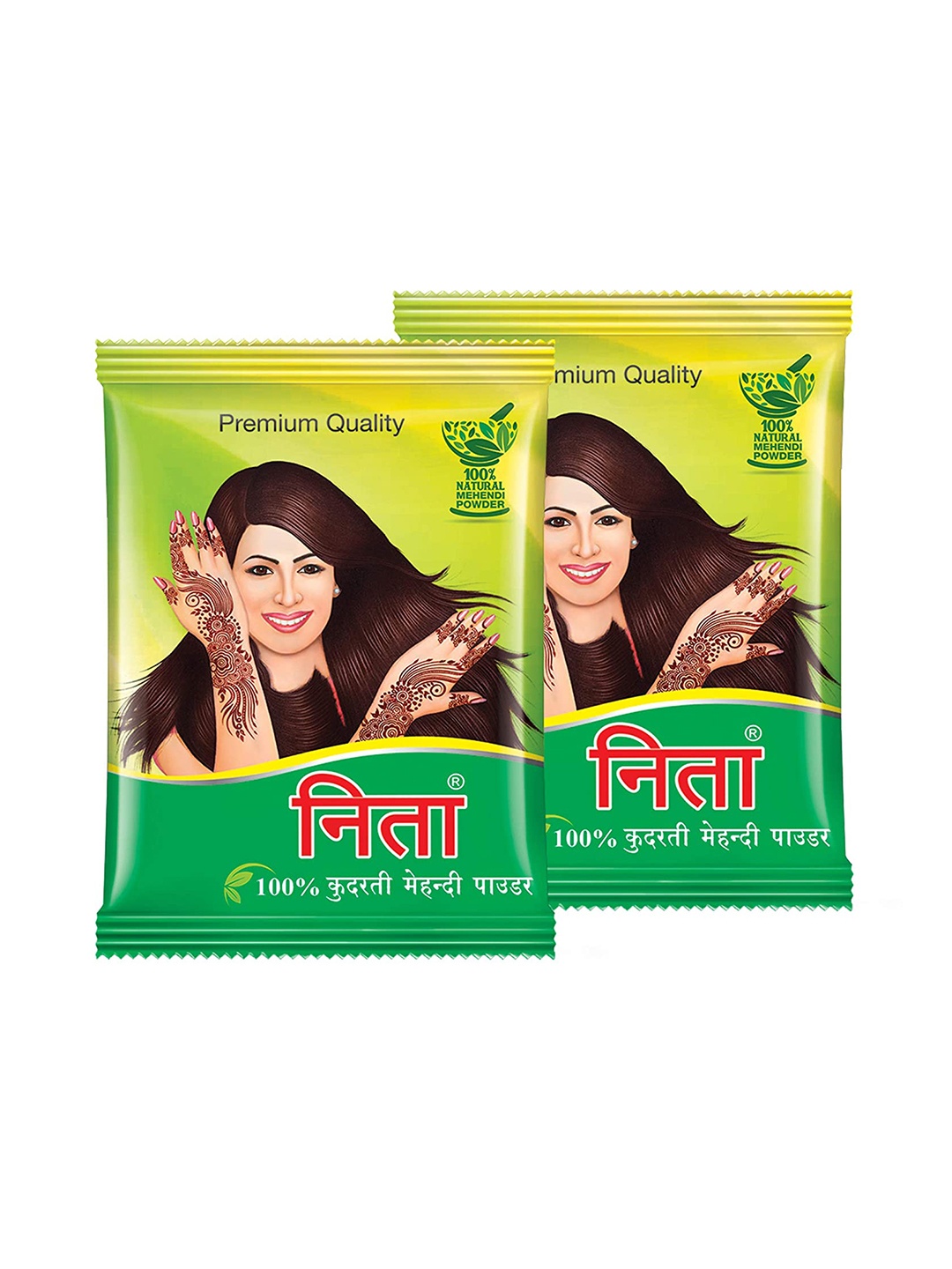 

Neeta Set of 2 Premium Quality 100% Natural Mehendi Powder - 75 gm Each, Green