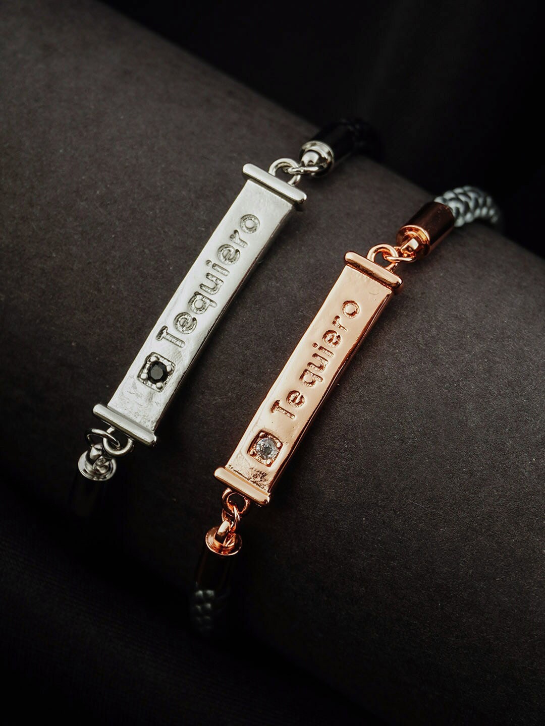 

Ferosh Women Set of 2 Rose Gold-Plated Link Couple Bracelet