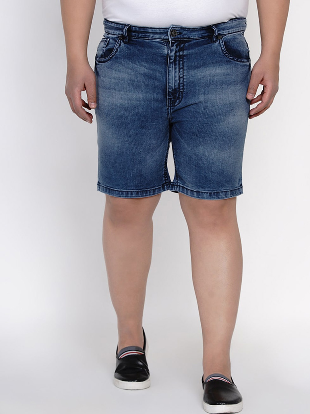 

John Pride Men Plus Size Washed Denim Shorts, Blue