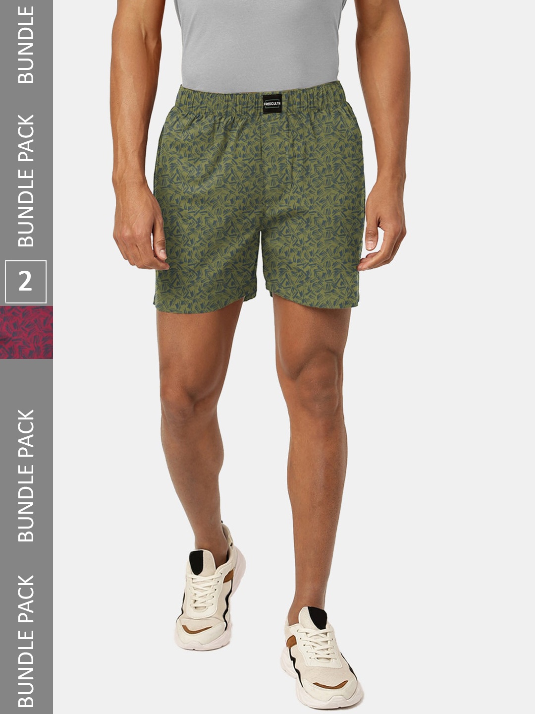 

FREECULTR Men Pack Of 2 Printed Boxers FC-PT-BXR-BR-ABG-PNK-02, Green