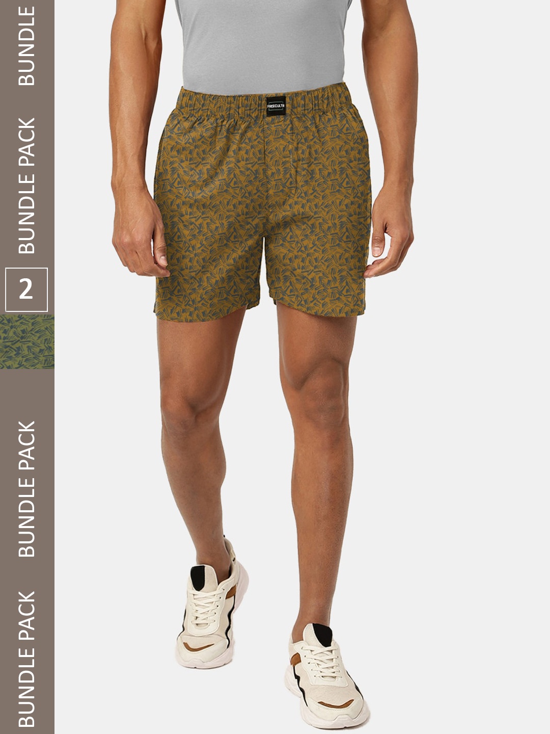 

FREECULTR Men Pack Of 2 Printed Boxers, Green