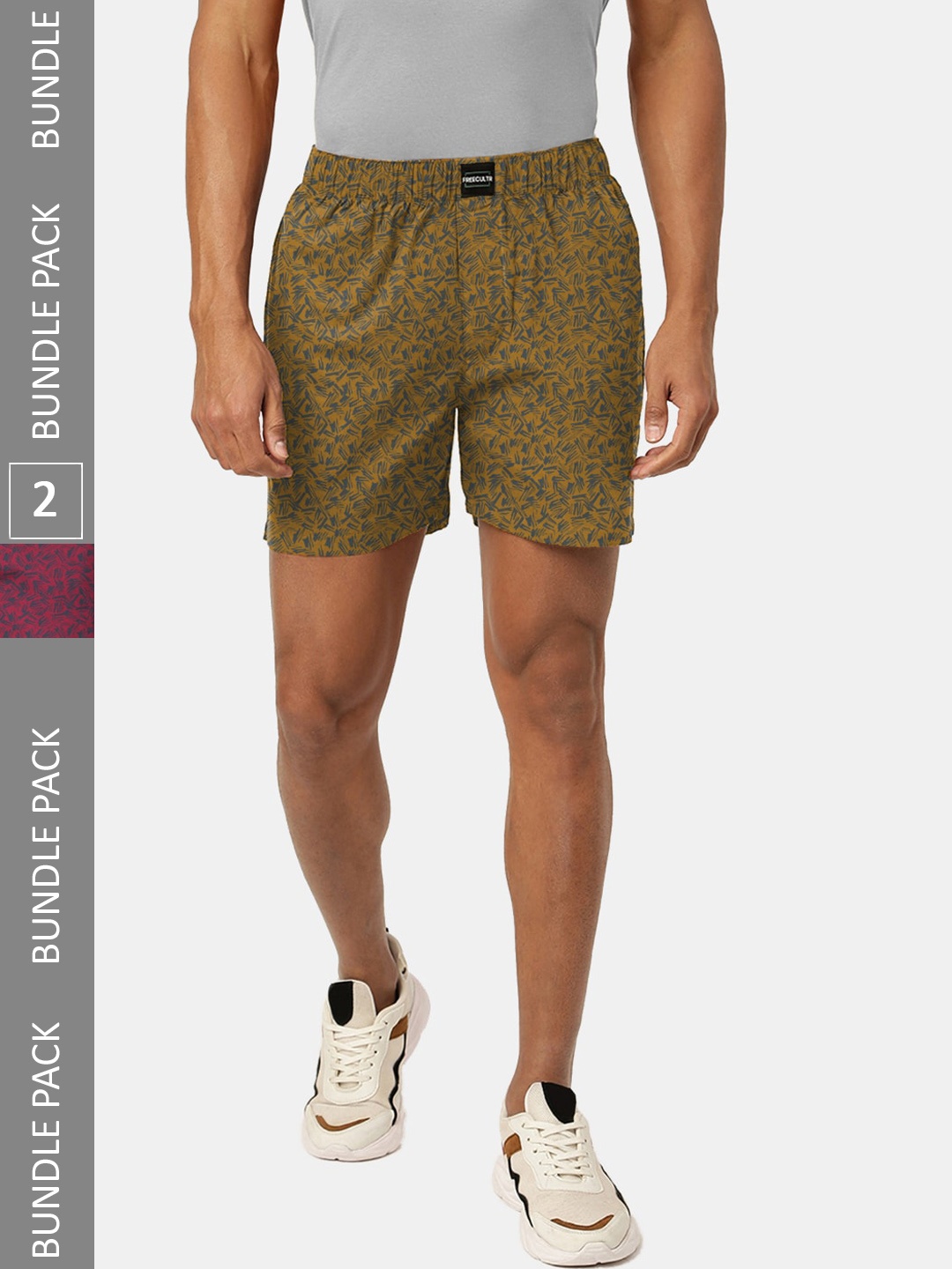 

FREECULTR Men Pack Of 2 Printed Boxers FC-PT-BXR-BR-MDG-PNK-02, Mustard