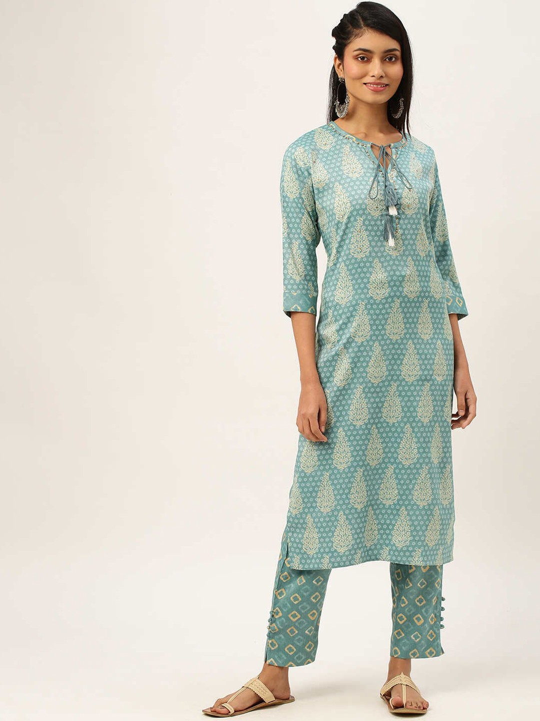 

ZOLA Women Ethnic Motifs Kurta with Trousers, Blue