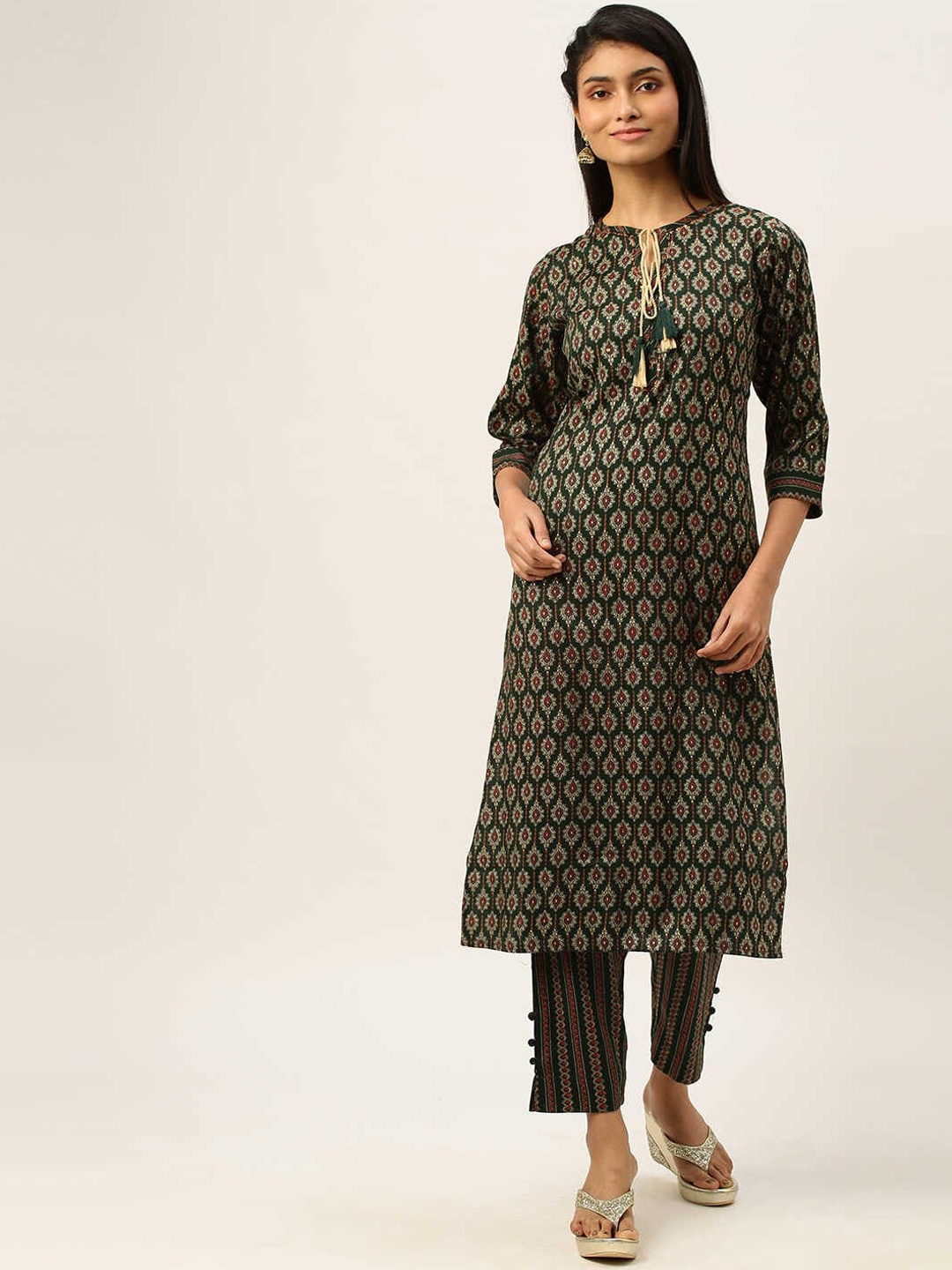 

ZOLA Women Ethnic Motifs Kurta With Trousers, Green