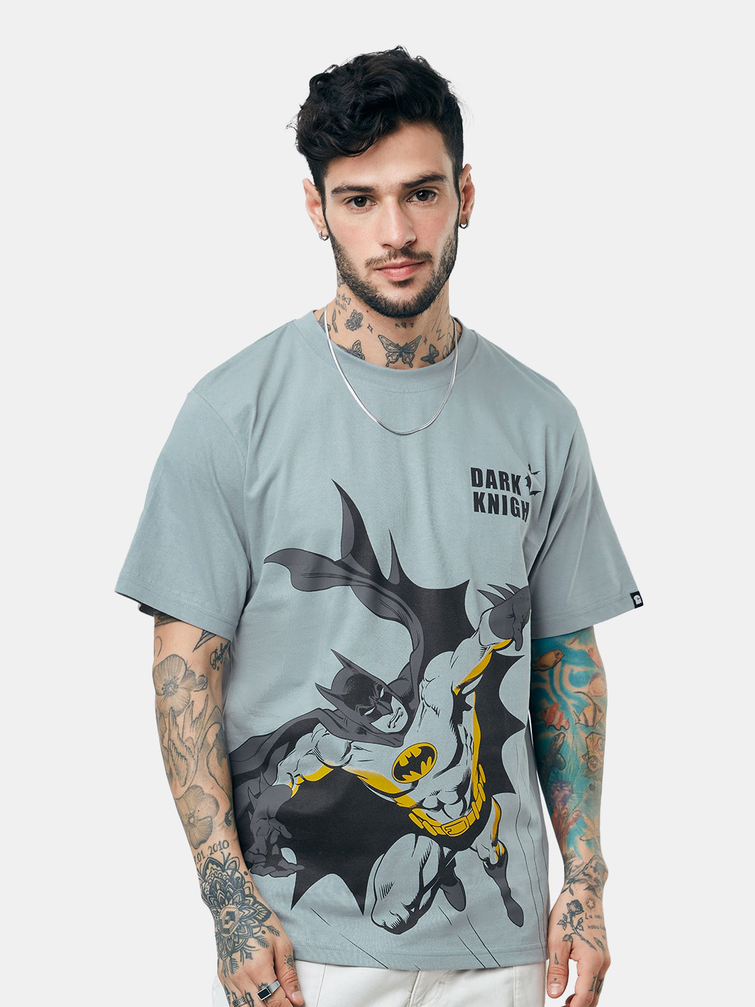 

The Souled Store Men Batman Printed Pure Cotton T-shirt, Grey