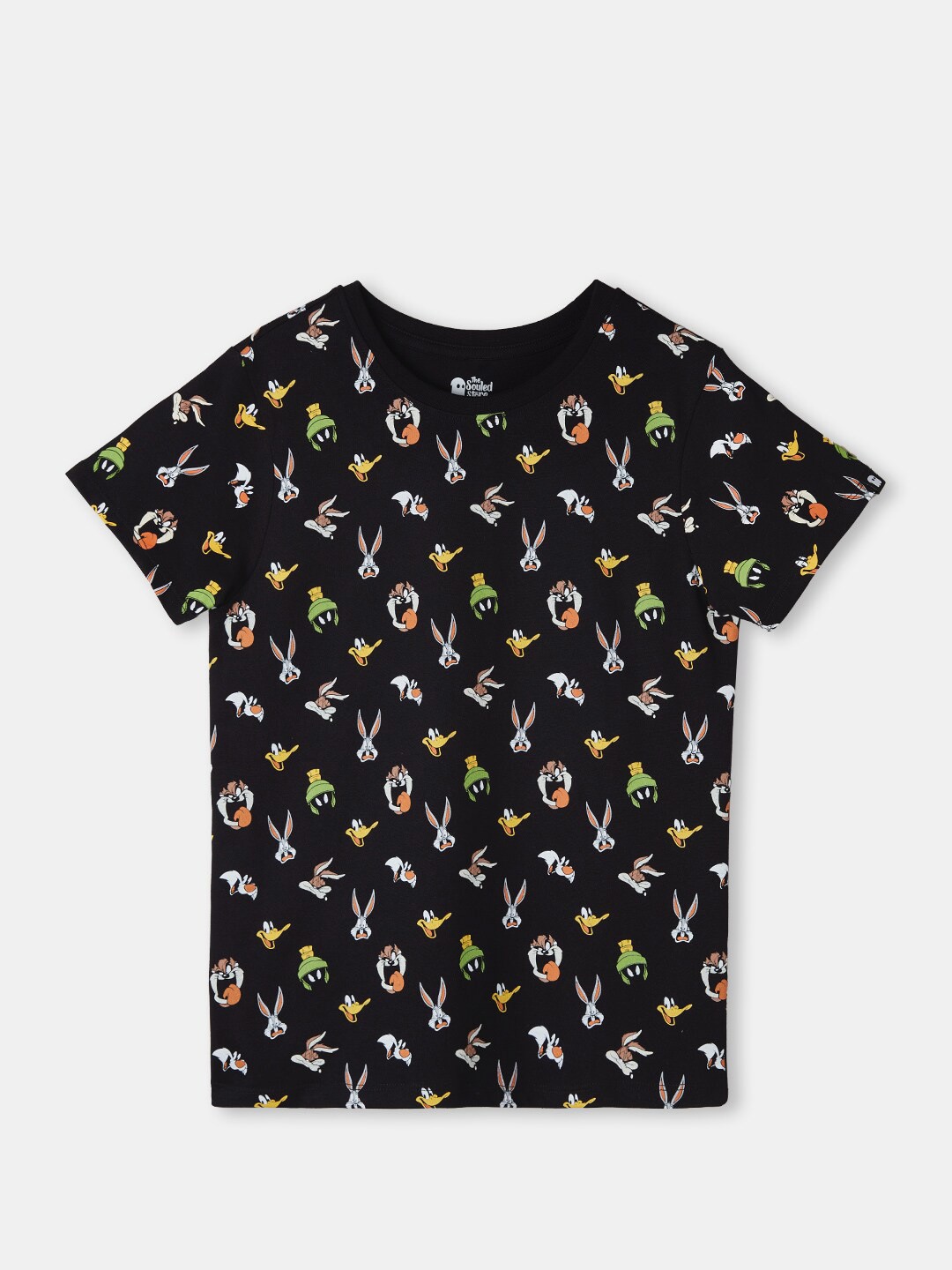 

The Souled Store Girls Looney Tunes Printed Pure Cotton T-shirt, Black