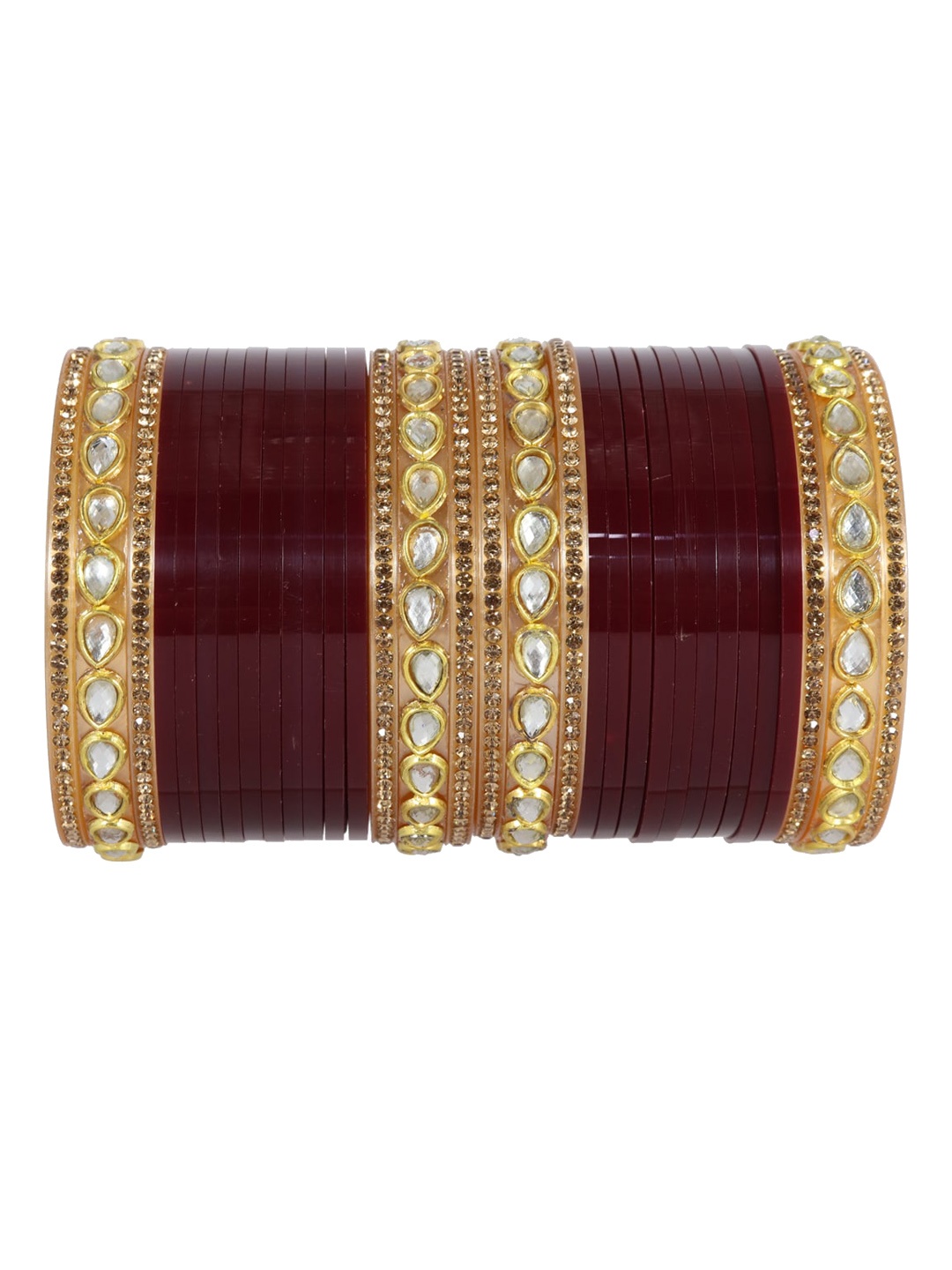 

NMII Set of 32 Zircon Gemstone Studded Acrylic Bangles, Maroon